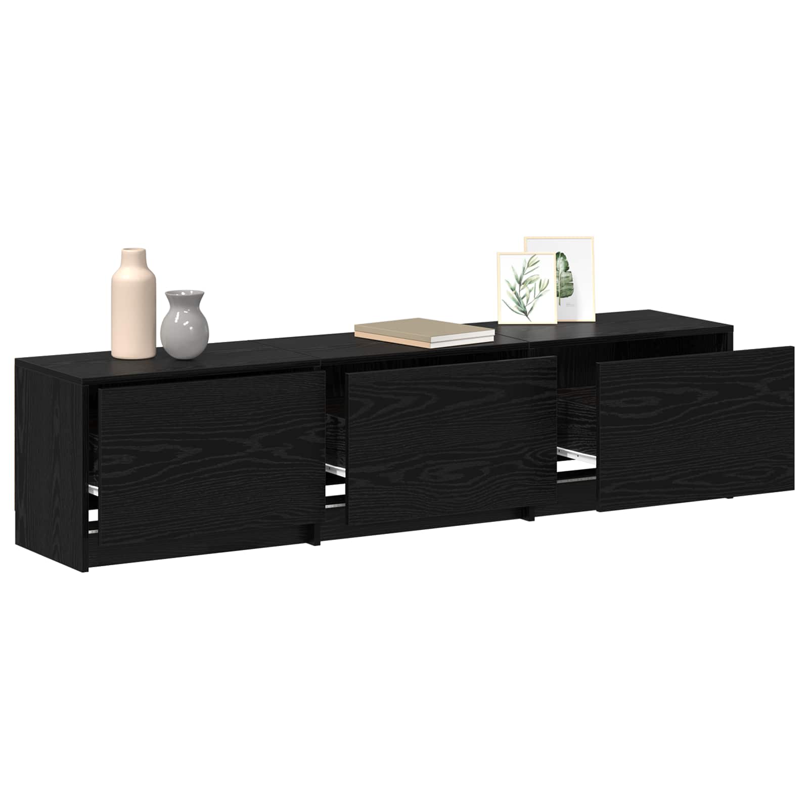 Meuble TV Chêne noir 165 x 34 x 40 cm Bois d'ingénierie - XIOS