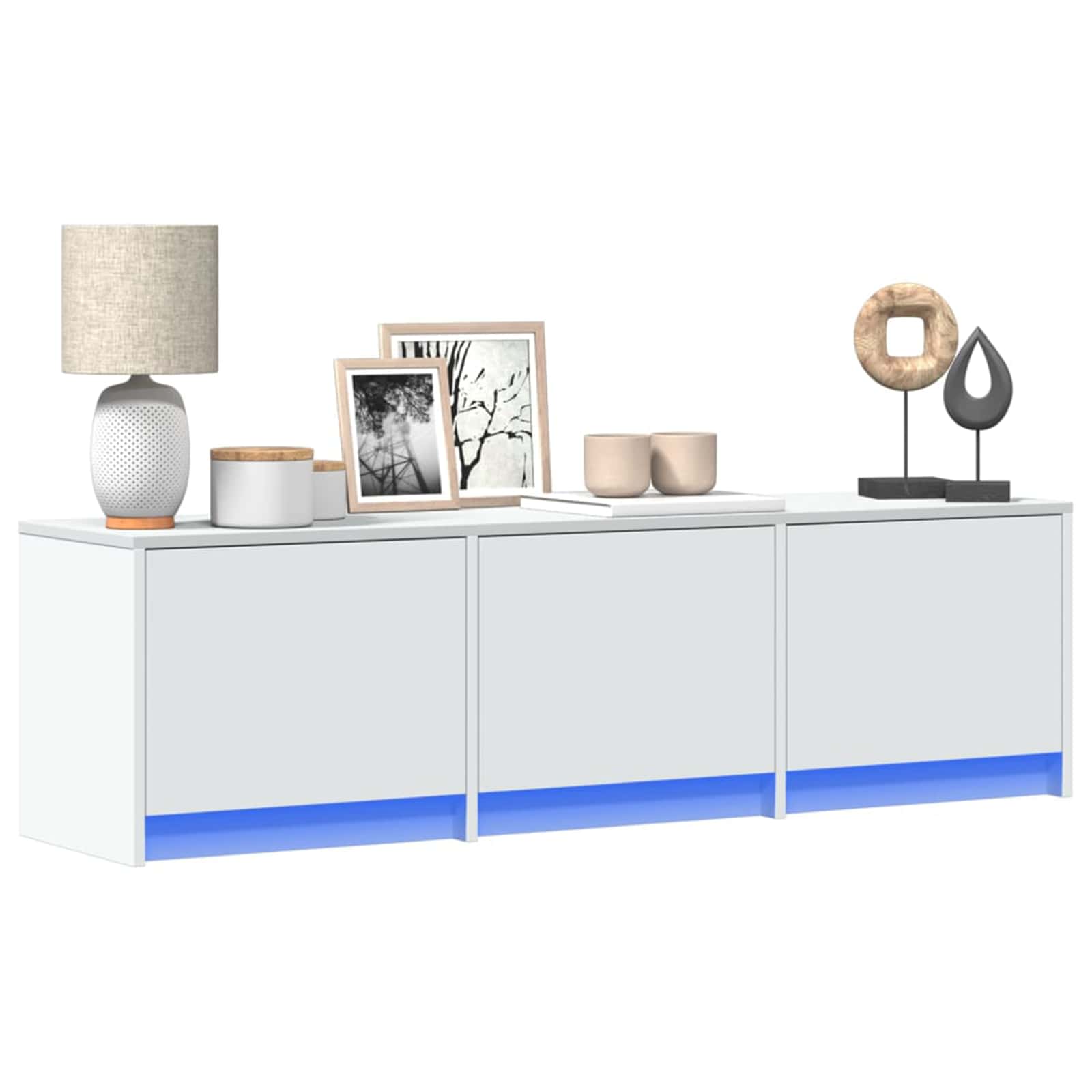 Meuble TV avec LED Blanc 140 x 34 x 40 cm Bois d'ingénierie - XIOS