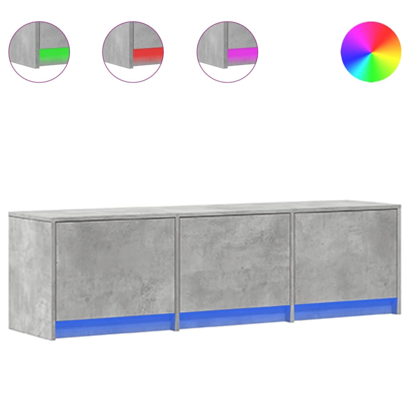 Meuble TV avec LED Béton 140 x 34 x 40 cm Bois d'ingénierie - XIOS