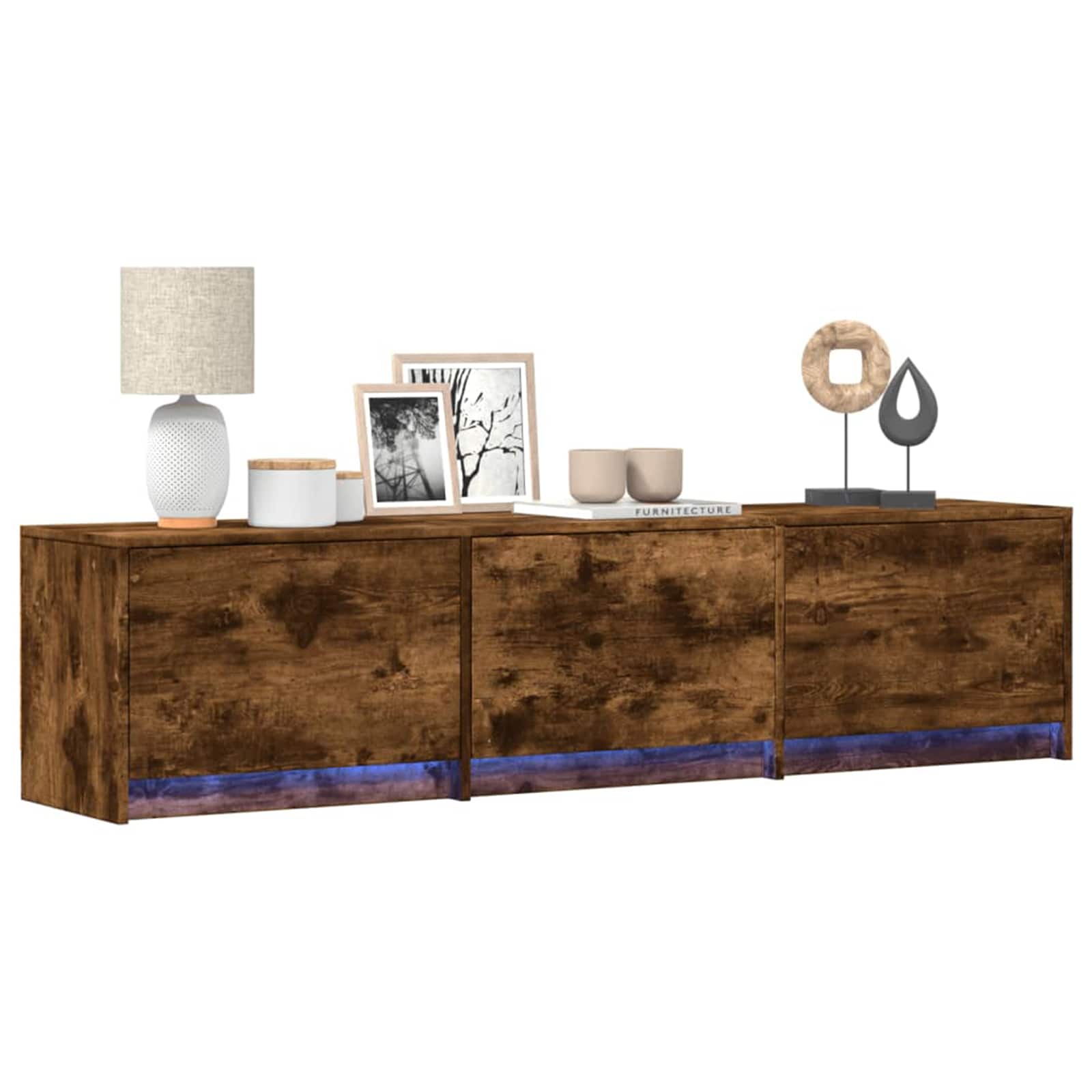 Meuble TV Chêne fumé 165 x 34 x 40 cm Bois d'ingénierie - XIOS