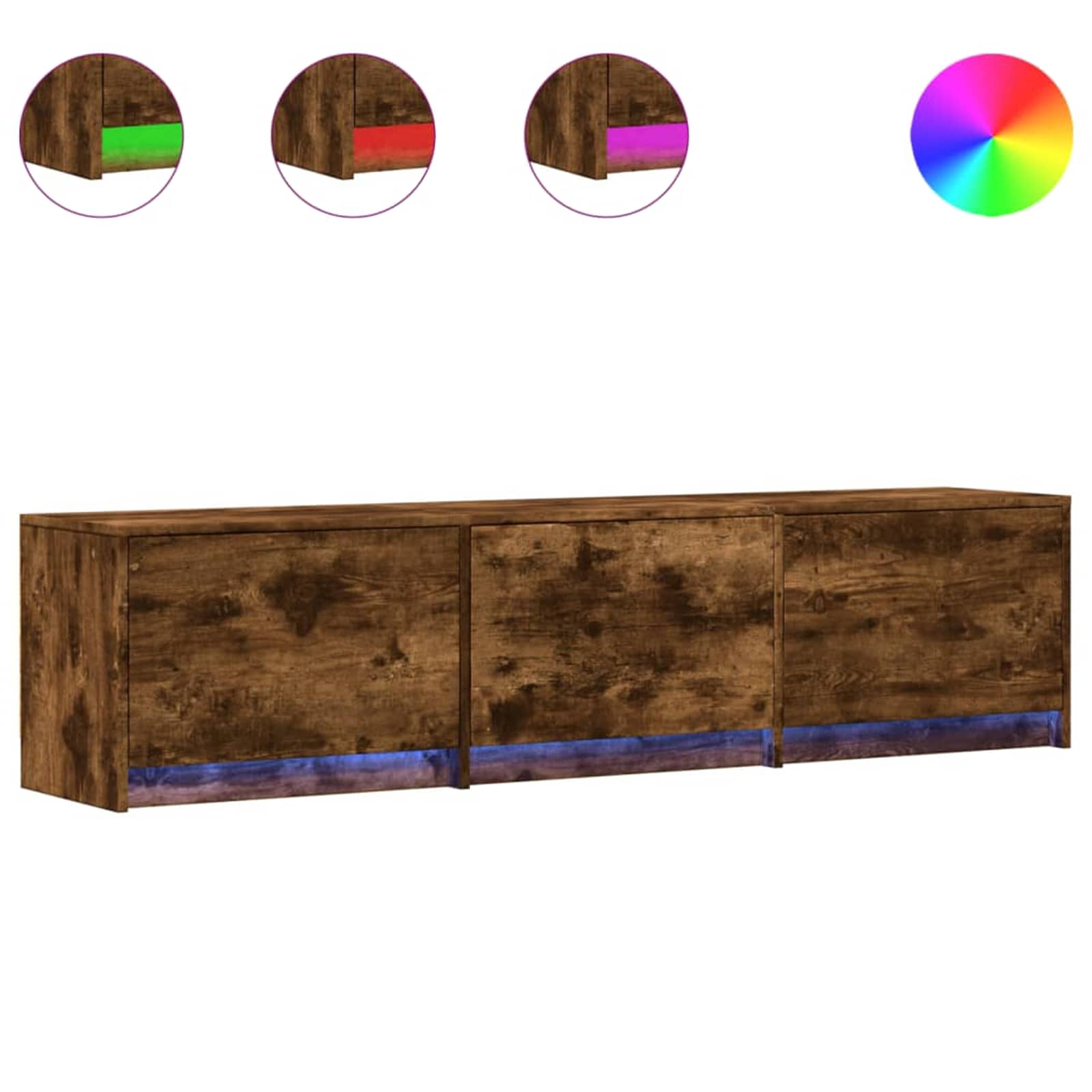 Meuble TV Chêne fumé 165 x 34 x 40 cm Bois d'ingénierie - XIOS