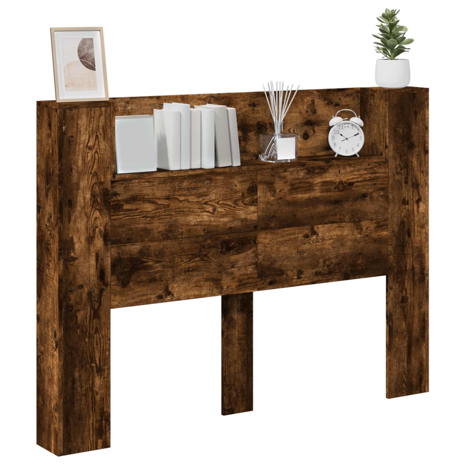 Cabinet de Tête de Lit avec LED Chêne fumé Bois d'ingénierie - XIOS