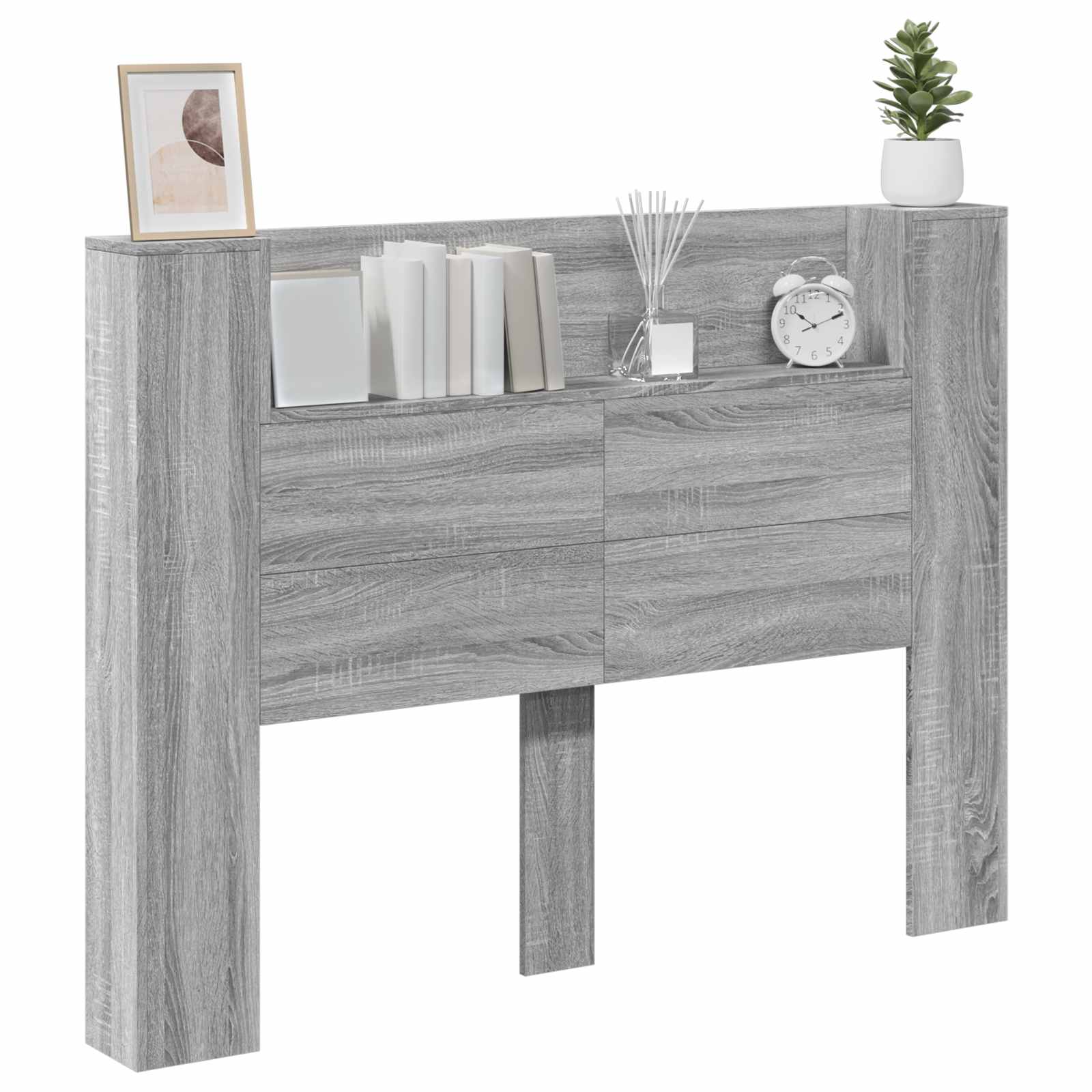 Cabinet de Tête de Lit avec LED Gris Sonoma Bois d'ingénierie - XIOS