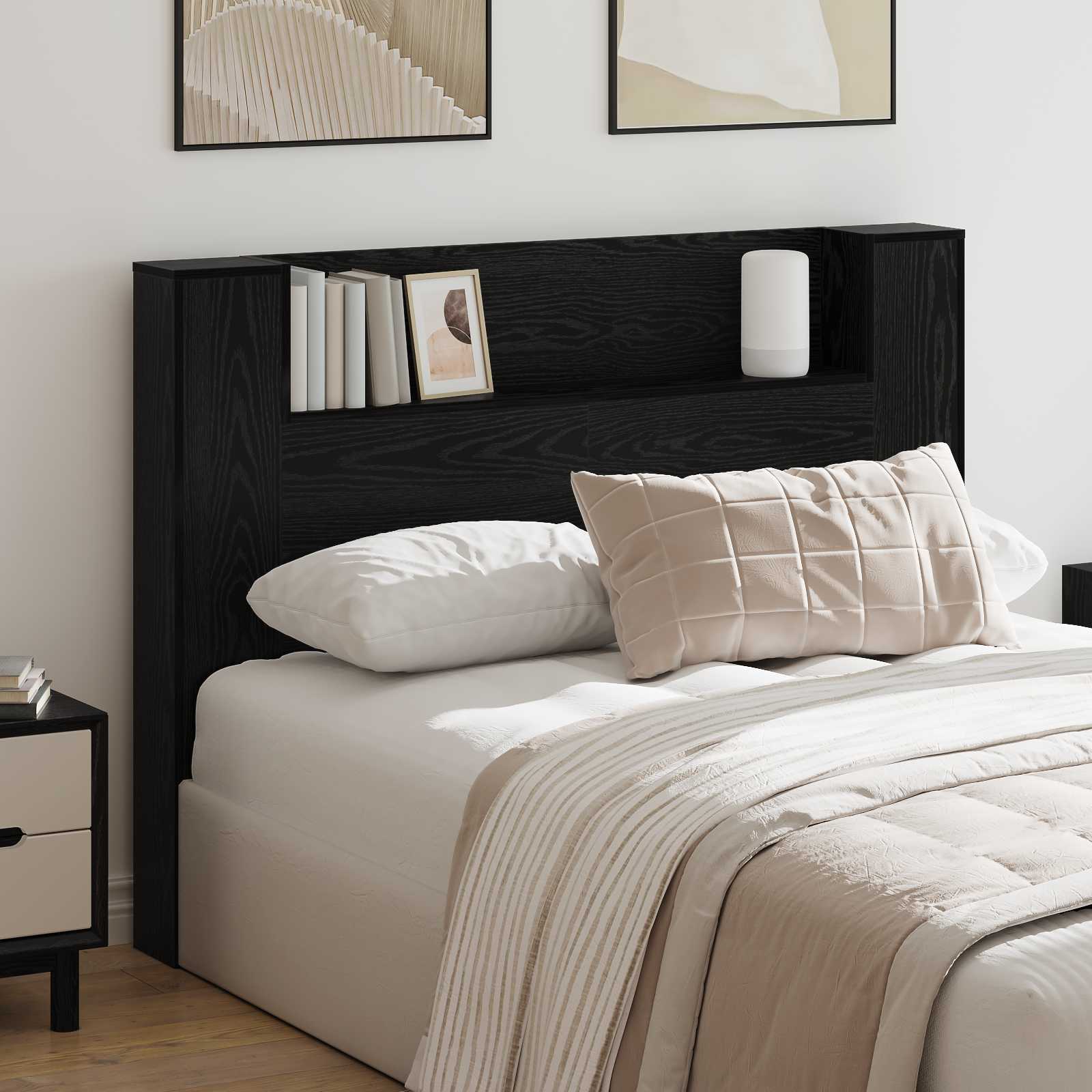 Cabinet de Tête de Lit avec LED Chêne noir Bois d'ingénierie - XIOS