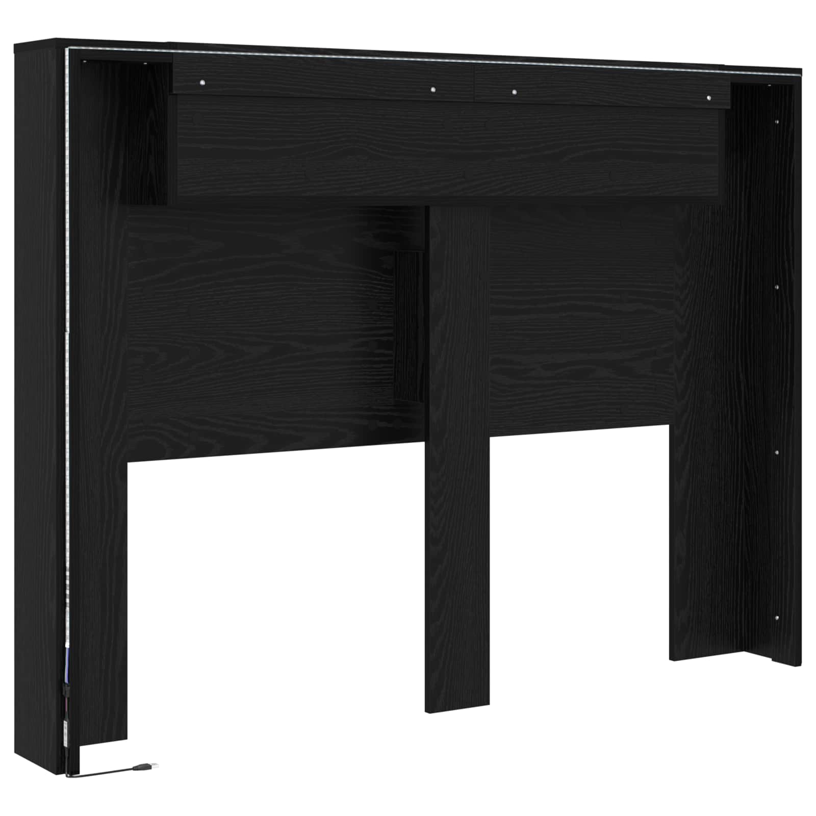 Cabinet de Tête de Lit avec LED Chêne noir Bois d'ingénierie - XIOS