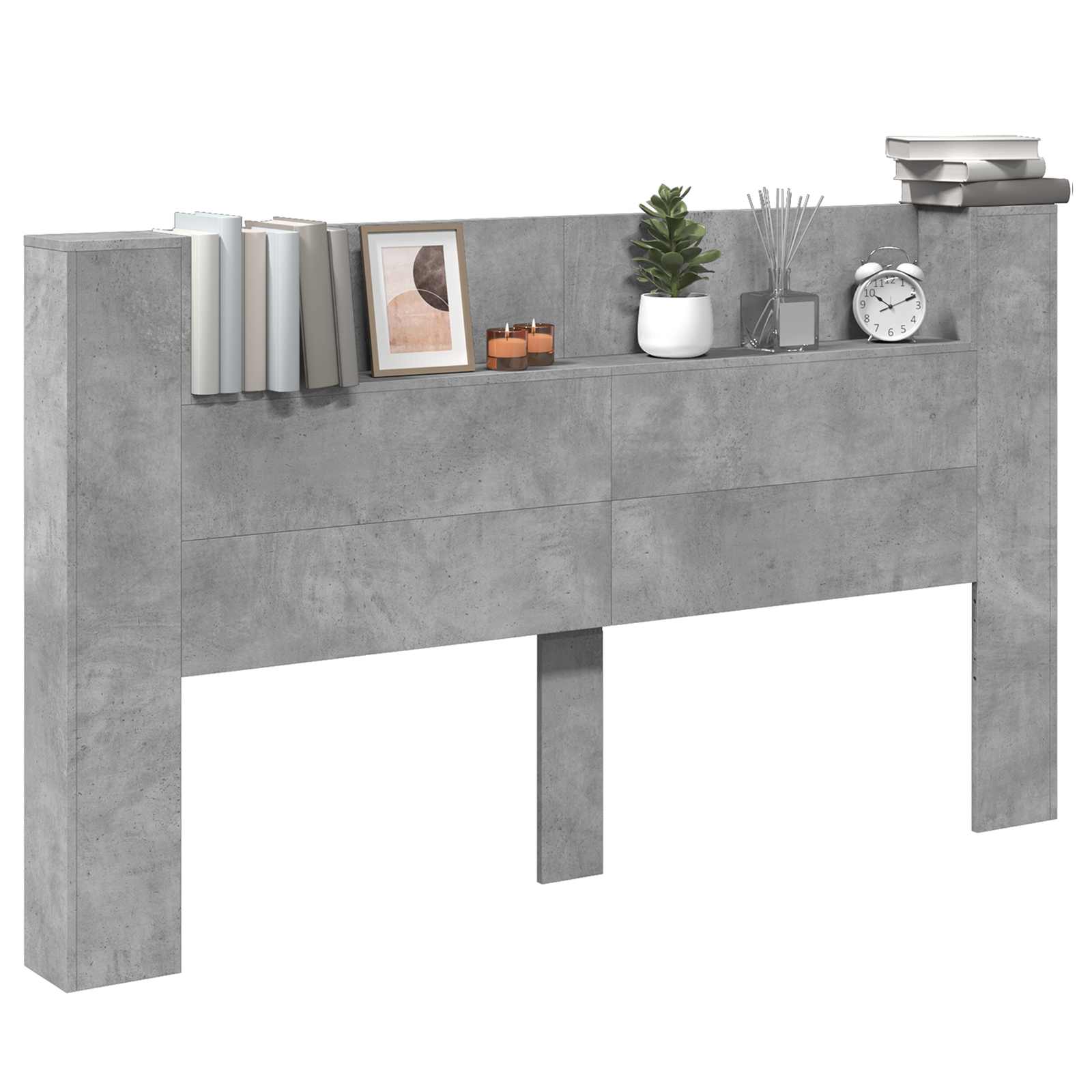 Cabinet de Tête de Lit avec LED Béton 180 x 16,5 x 103,5 cm - XIOS