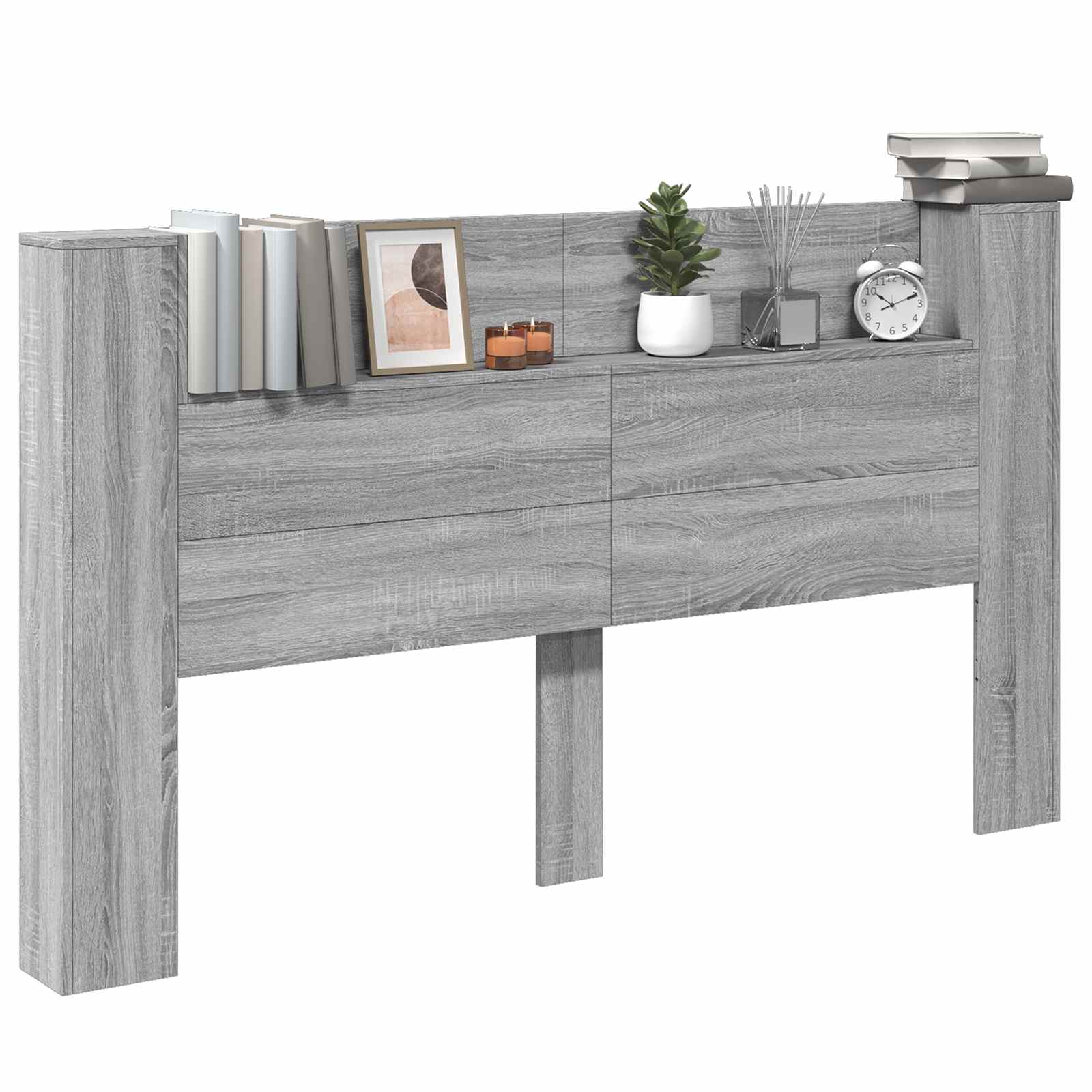 Cabinet de Tête de Lit avec LED Gris Sonoma Bois d'ingénierie - XIOS