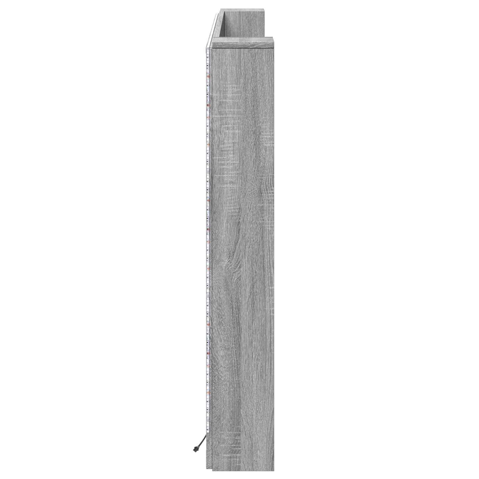 Cabinet de Tête de Lit avec LED Gris Sonoma Bois d'ingénierie - XIOS