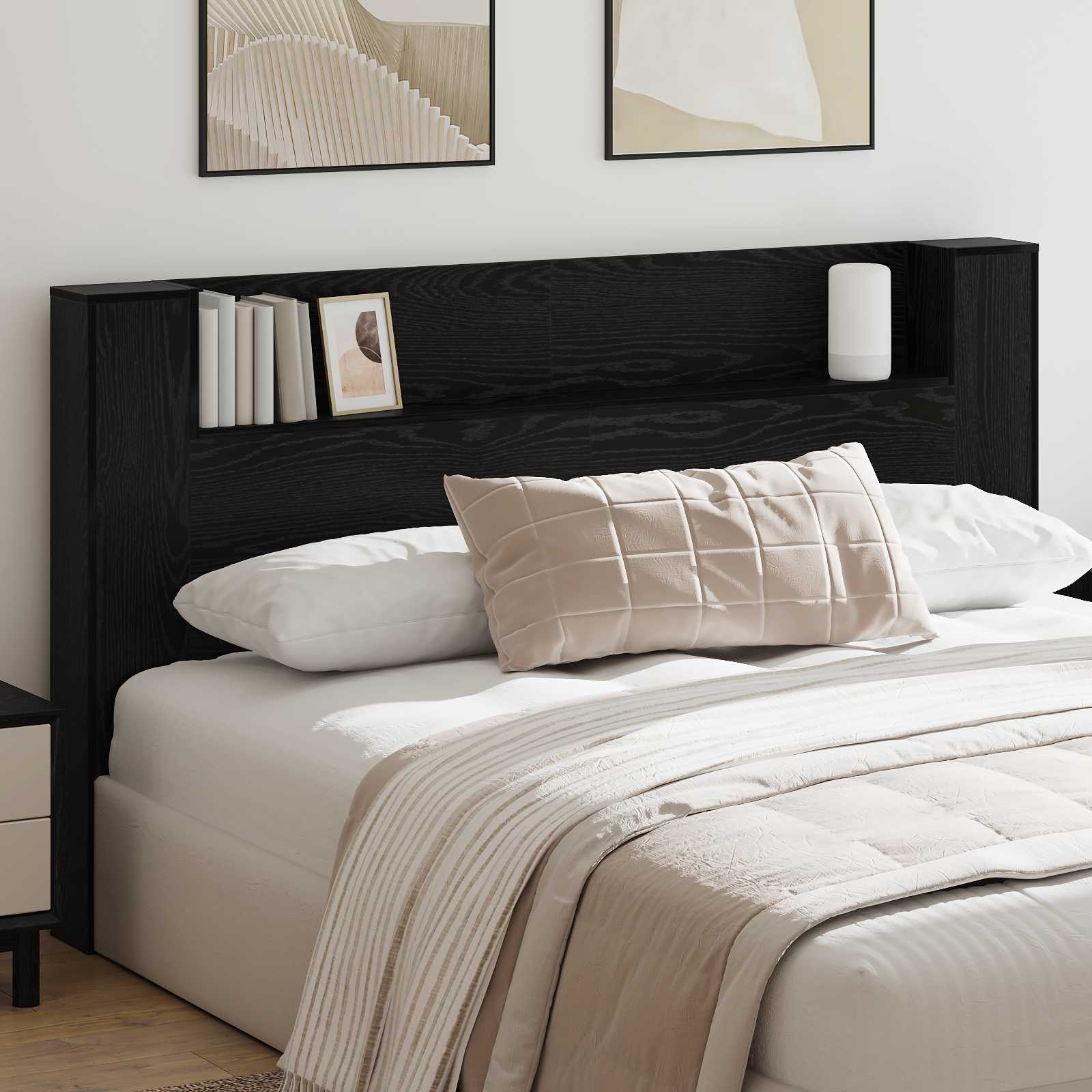 Cabinet de Tête de Lit avec LED Chêne noir Bois d'ingénierie - XIOS