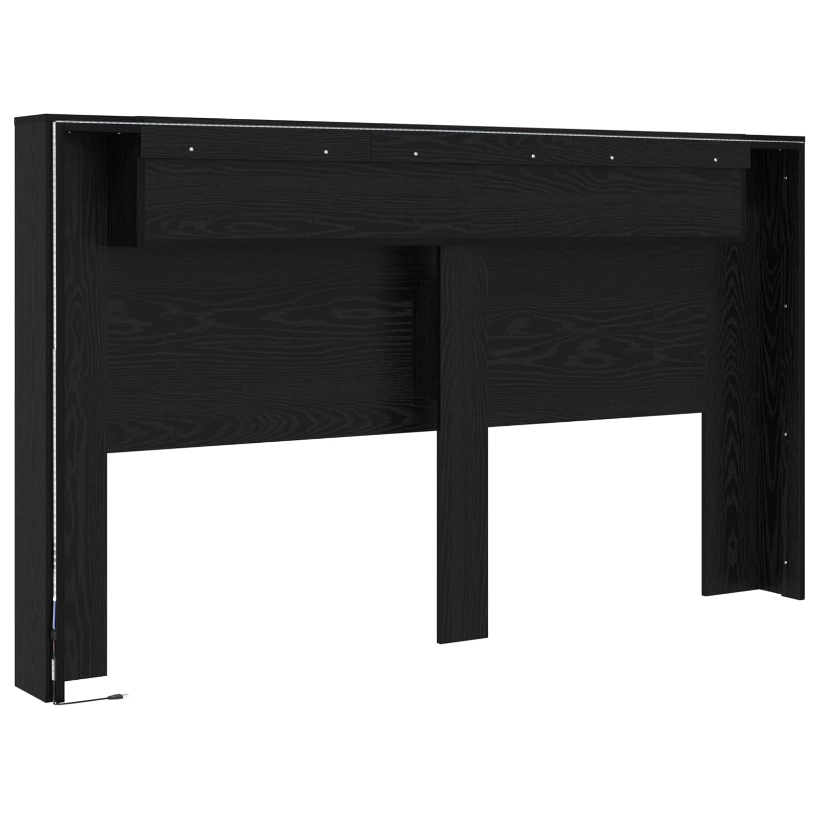 Cabinet de Tête de Lit avec LED Chêne noir Bois d'ingénierie - XIOS