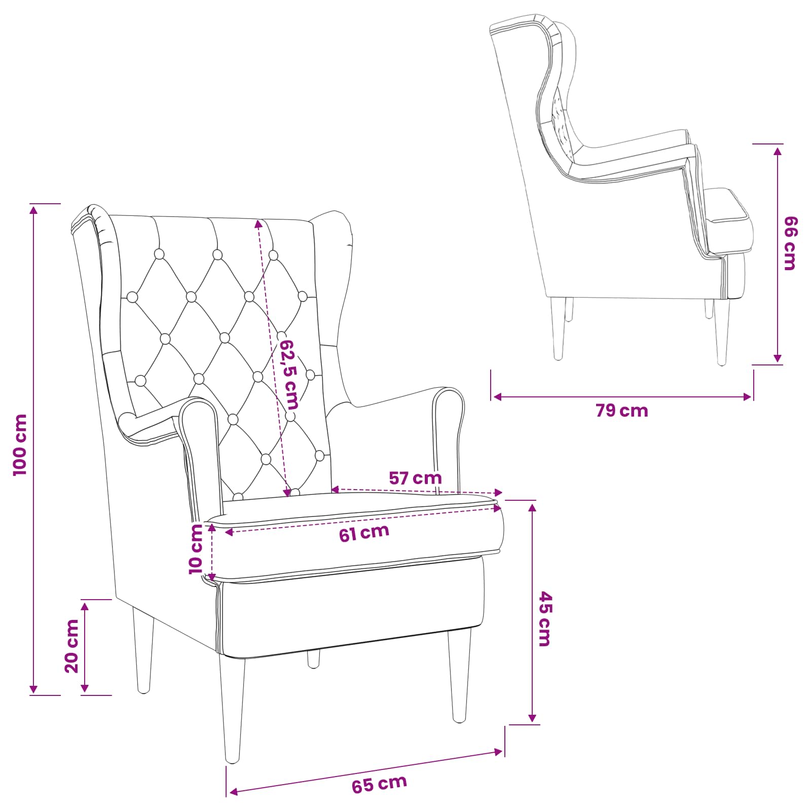 fauteuil Gris clair Velours - XIOS