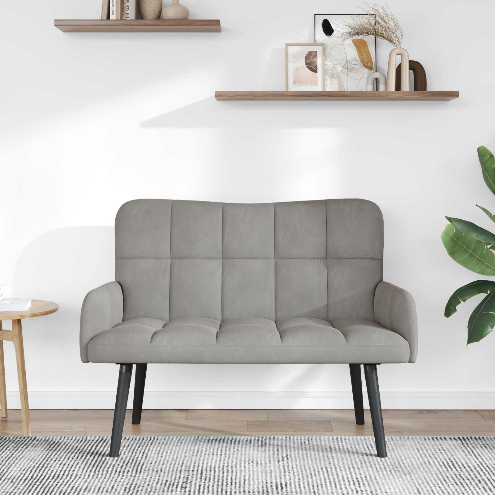 Canapé deux places Gris clair 115 x 61 x 87 cm Velours - XIOS