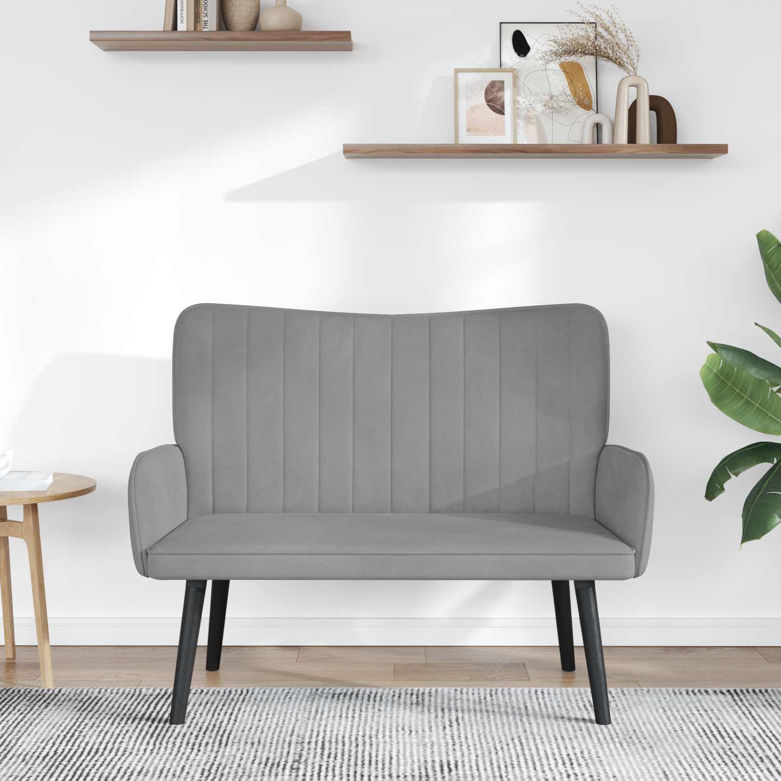 Canapé deux places Gris clair 115 x 61 x 87 cm Velours - XIOS
