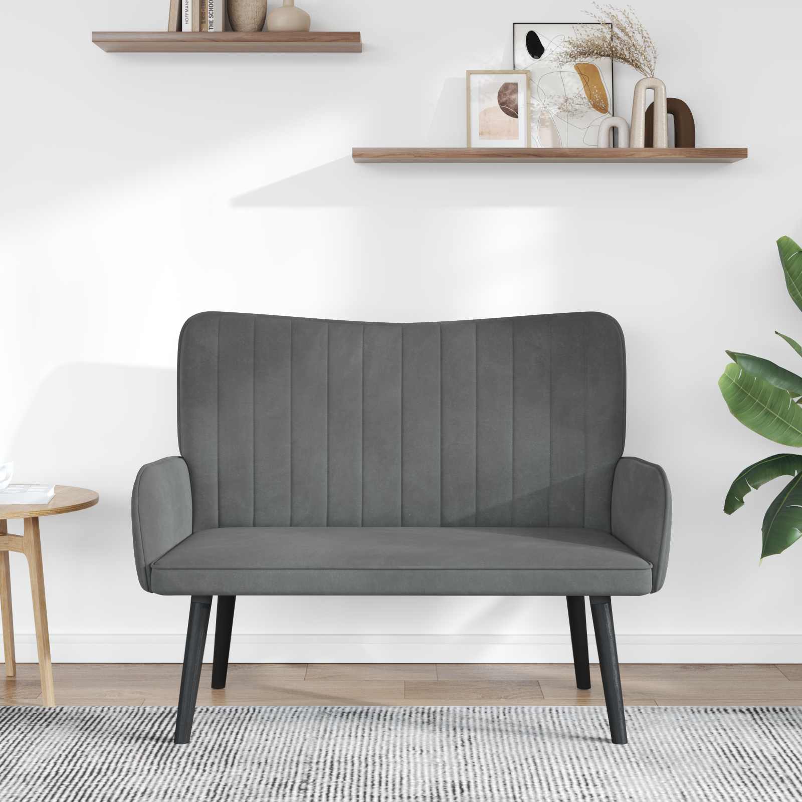 Canapé deux places Gris foncé 115 x 61 x 87 cm Velours - XIOS