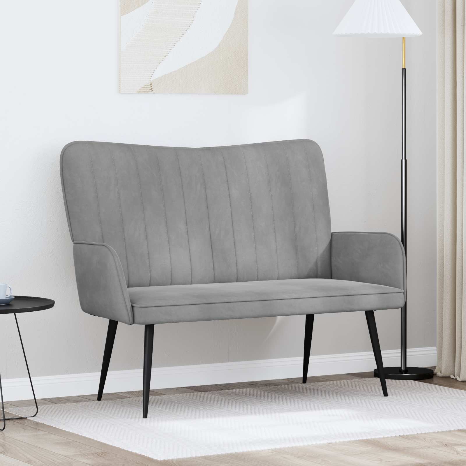 Canapé deux places Gris clair 115 x 61 x 87 cm Velours - XIOS