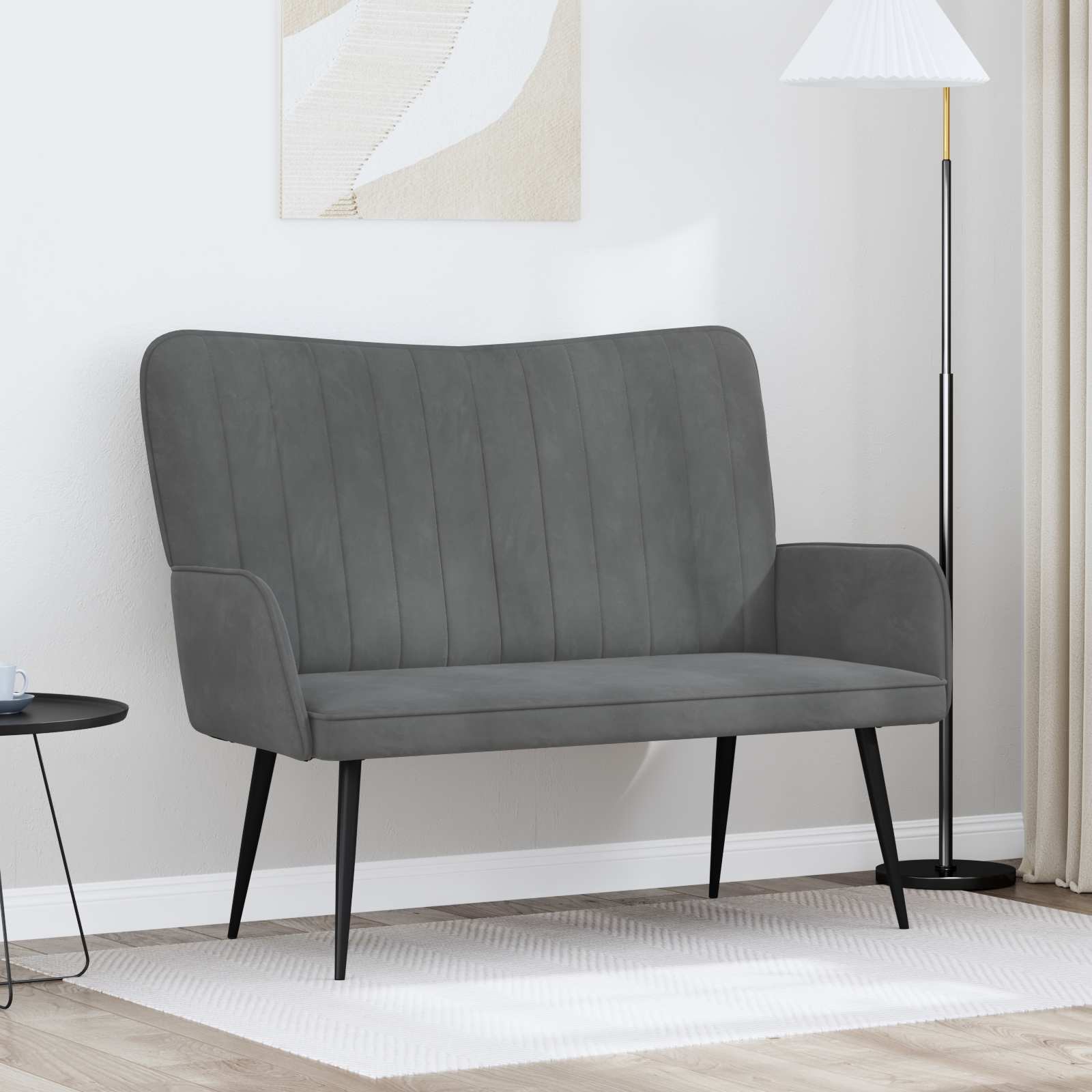 Canapé deux places Gris foncé 115 x 61 x 87 cm Velours - XIOS