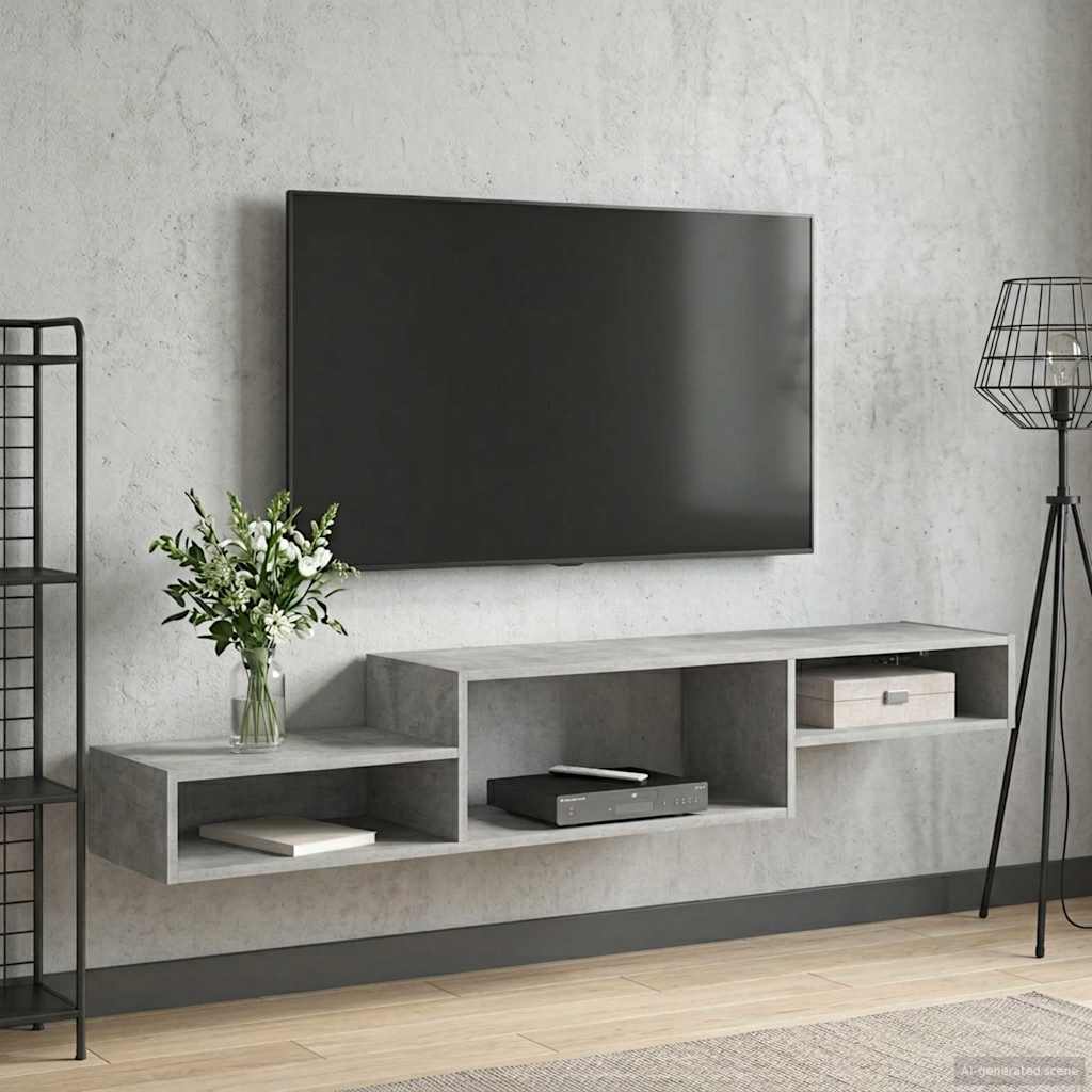 Meuble TV mural Montage mural Gris béton 150 x 28 x 26 cm - XIOS