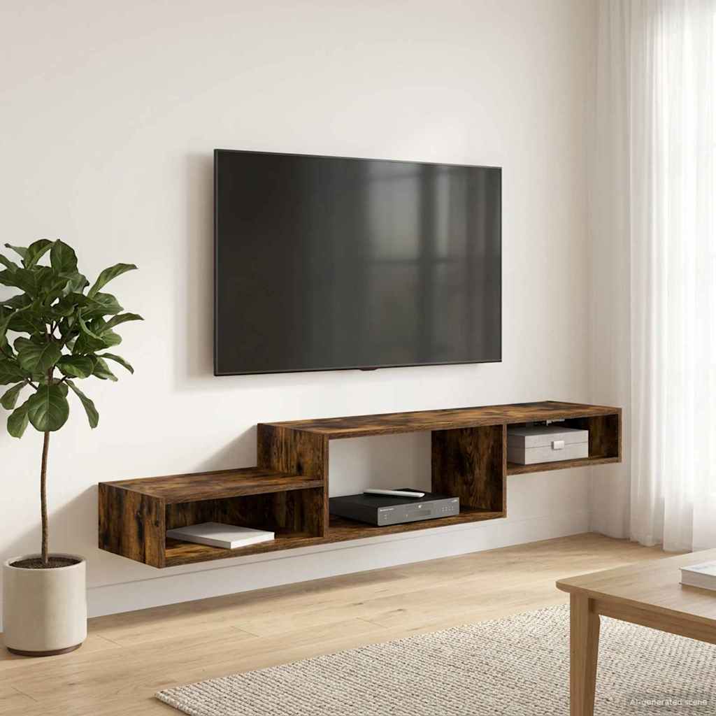Meuble TV mural Montage mural Chêne fumé 150 x 28 x 26 cm - XIOS
