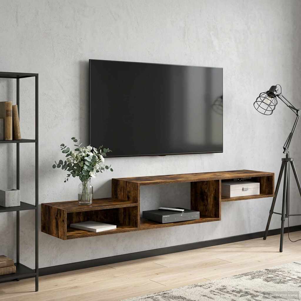 Meuble TV mural Montage mural Chêne fumé 150 x 28 x 26 cm - XIOS