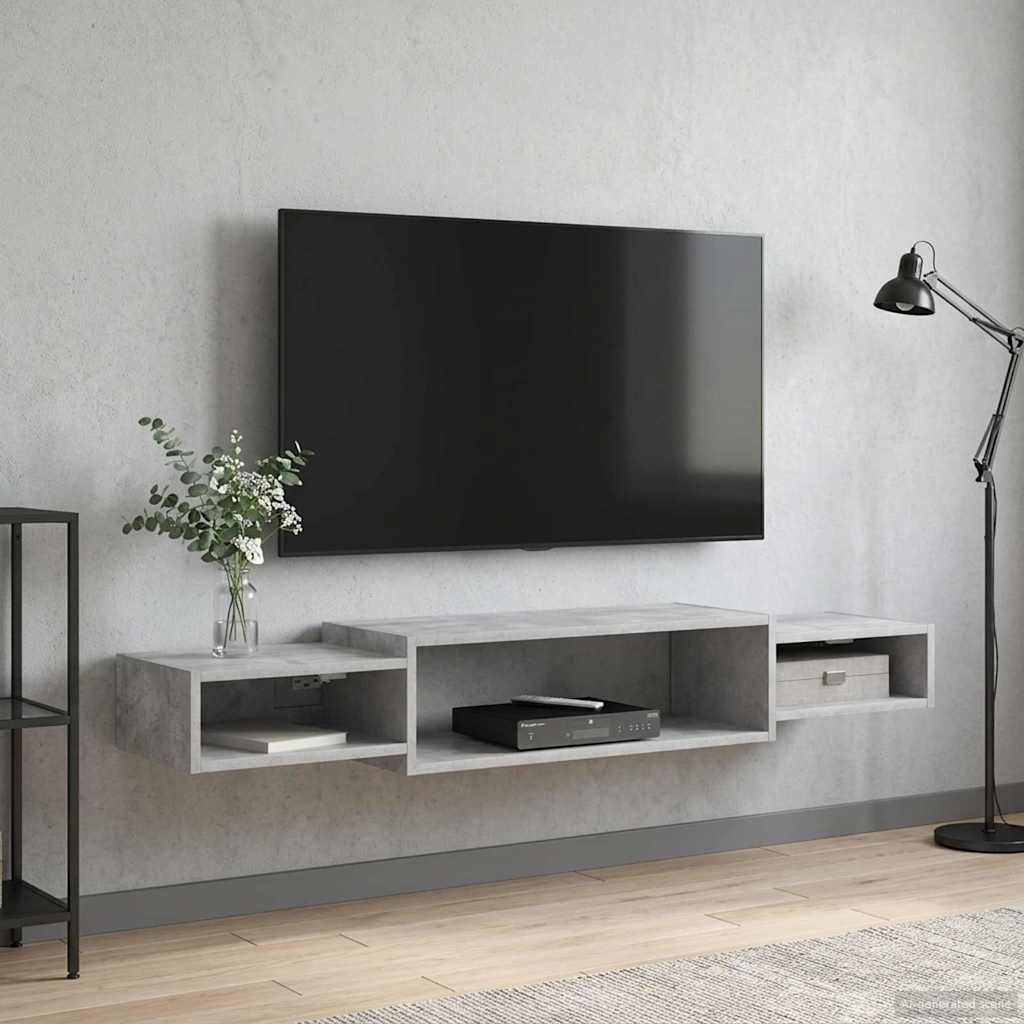 Meuble TV mural Montage mural Gris béton 140 x 28 x 21 cm - XIOS