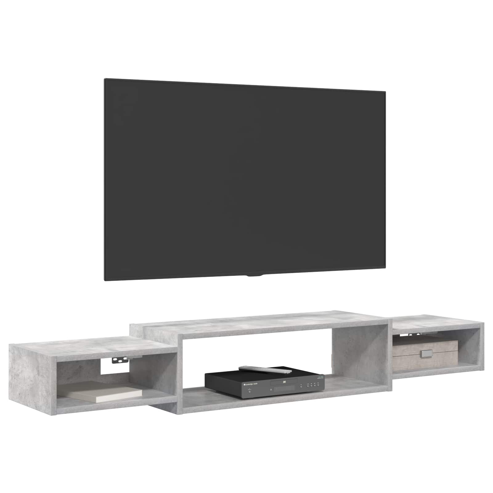 Meuble TV mural Montage mural Gris béton 140 x 28 x 21 cm - XIOS