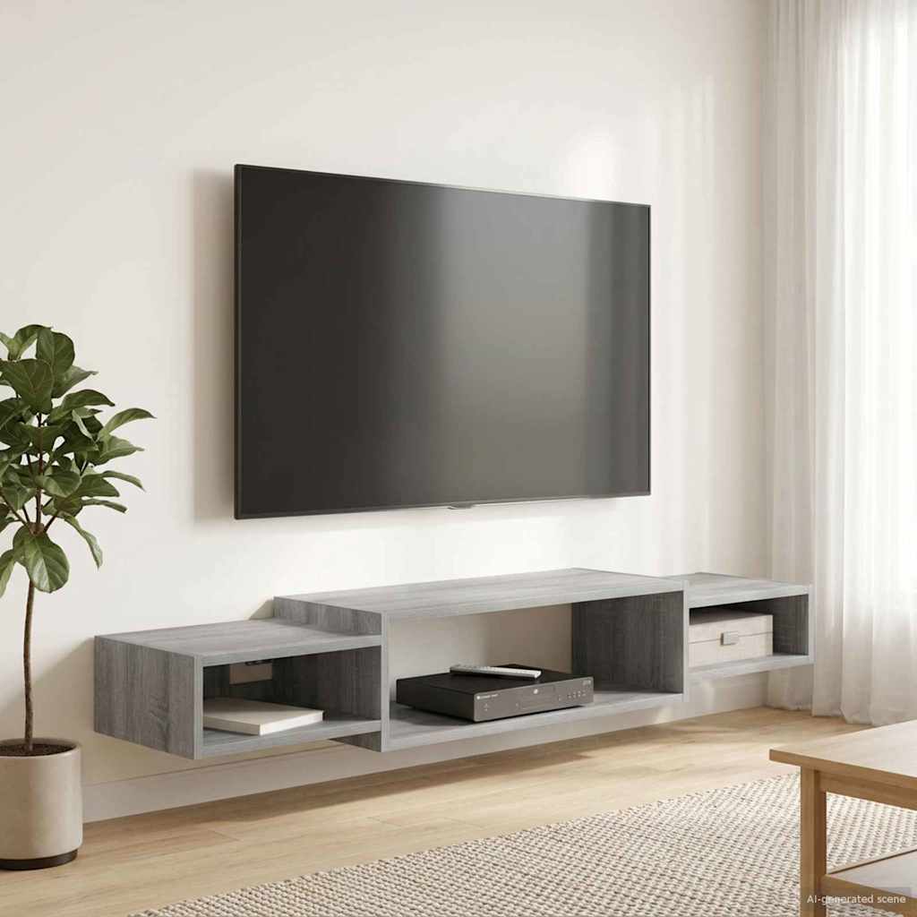 Meuble TV mural Montage mural Sonoma gris 140 x 28 x 21 cm - XIOS