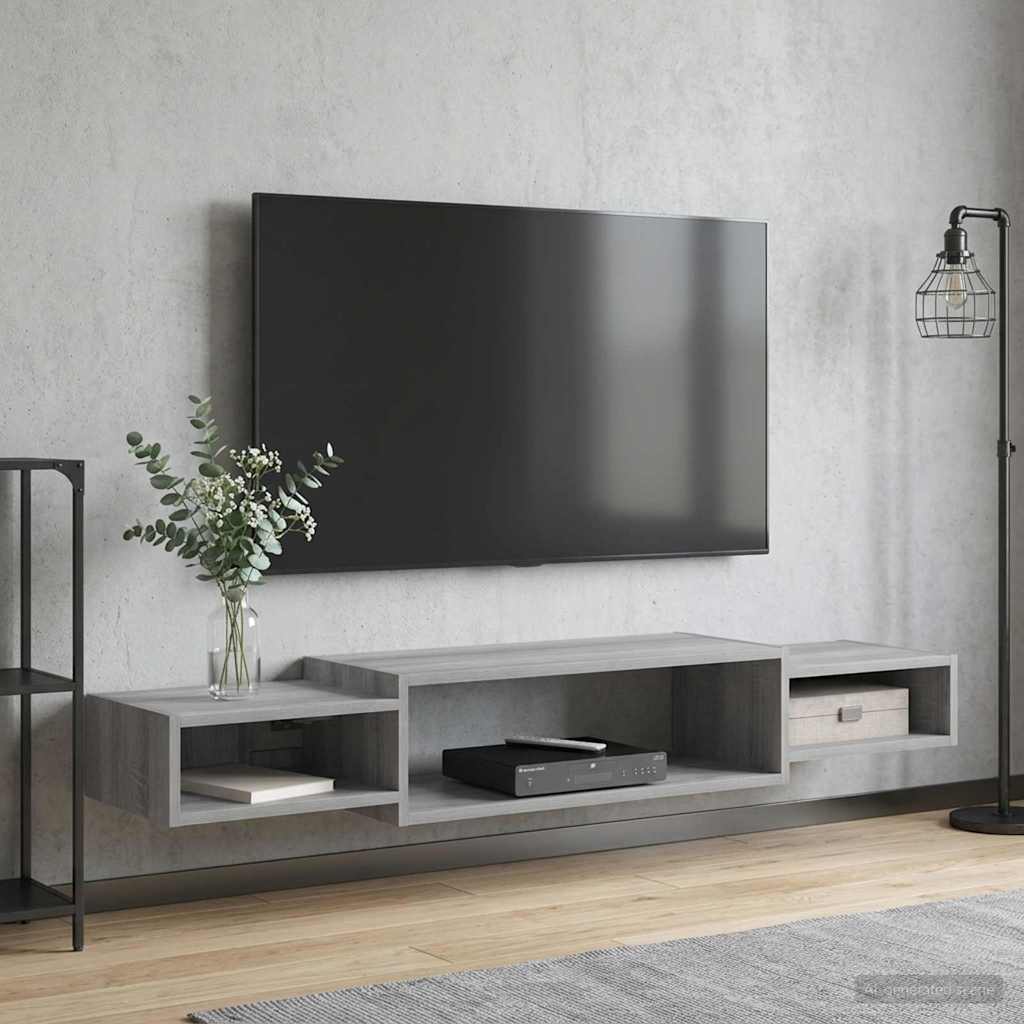 Meuble TV mural Montage mural Sonoma gris 140 x 28 x 21 cm - XIOS