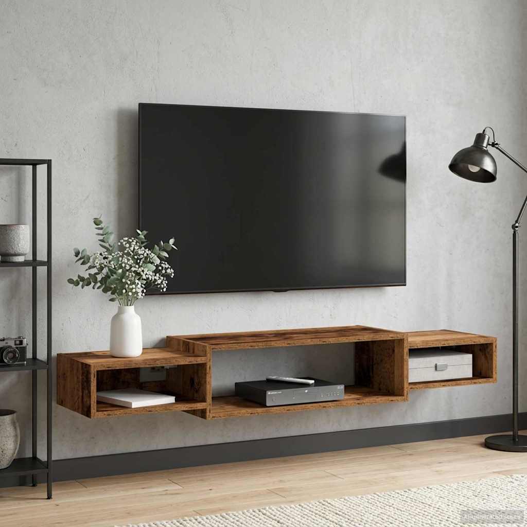 Meuble TV mural Montage mural Bois ancien 140 x 28 x 21 cm - XIOS