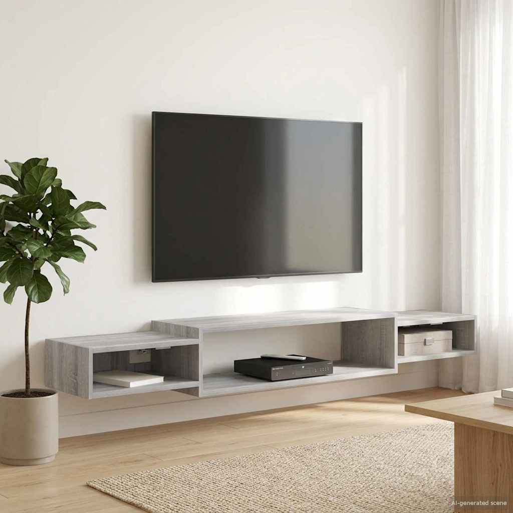 Meuble TV mural Montage mural Sonoma gris 180 x 28 x 21 cm - XIOS