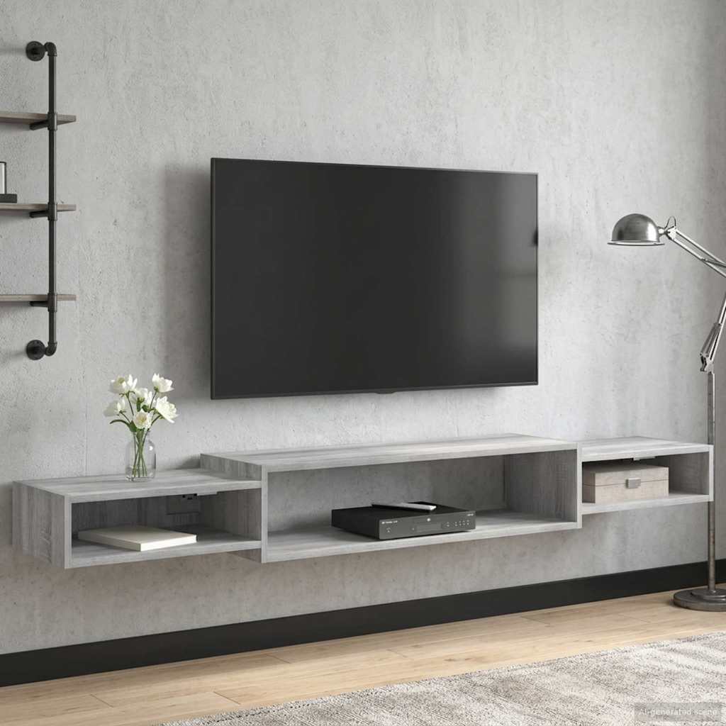 Meuble TV mural Montage mural Sonoma gris 180 x 28 x 21 cm - XIOS