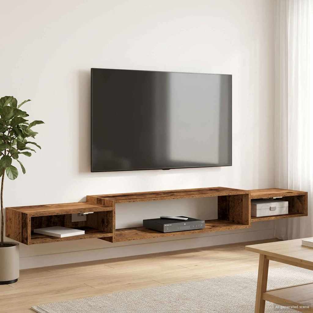 Meuble TV mural Montage mural Bois ancien 180 x 28 x 21 cm - XIOS