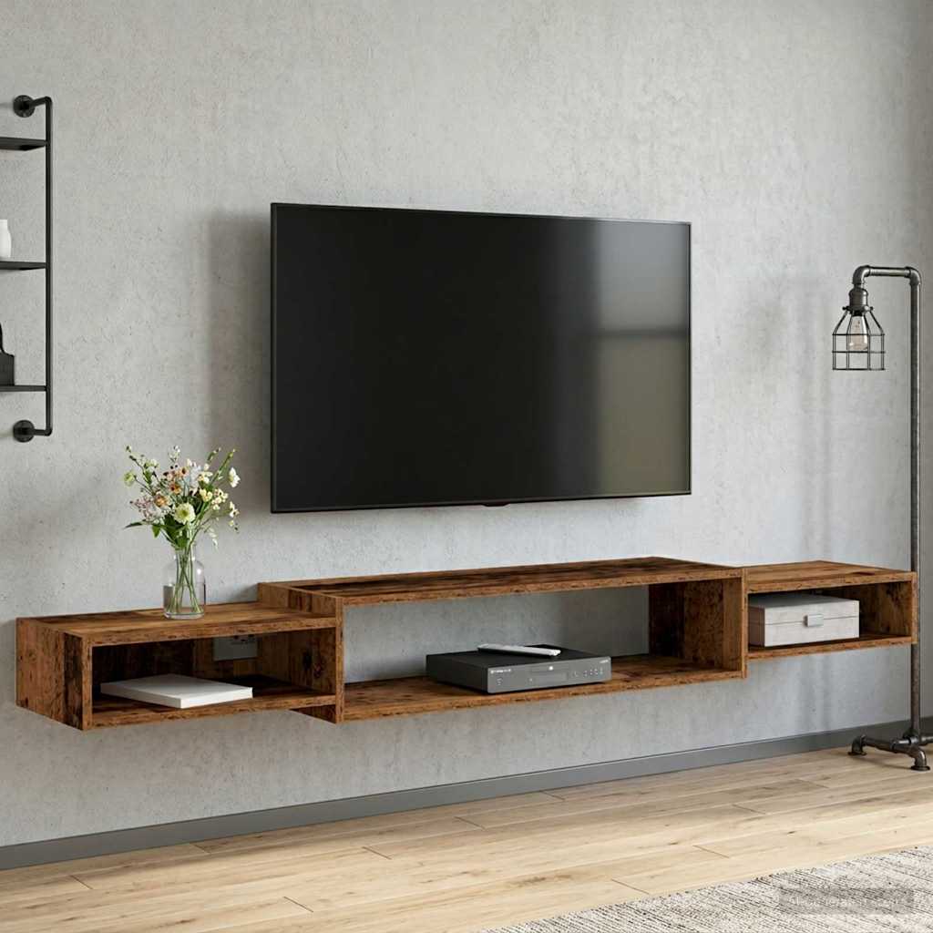Meuble TV mural Montage mural Bois ancien 180 x 28 x 21 cm - XIOS