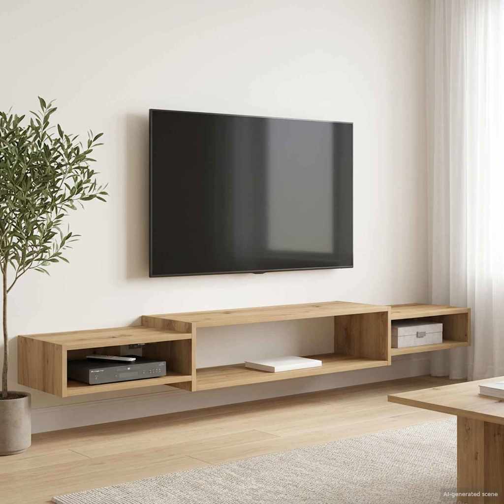 Meuble TV mural Montage mural Chêne artisanal 180 x 28 x 21 cm - XIOS
