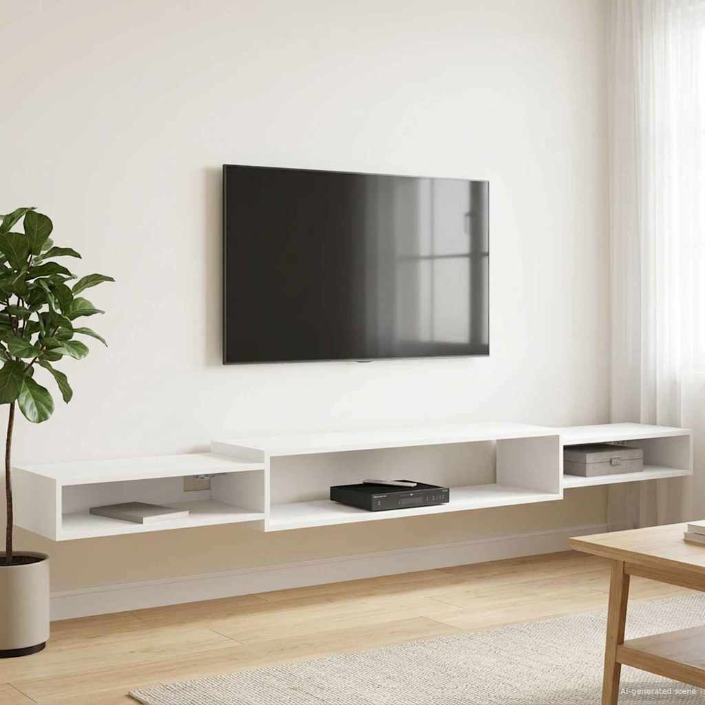 Meuble TV mural Montage mural Blanc 220 x 28 x 21 cm - XIOS
