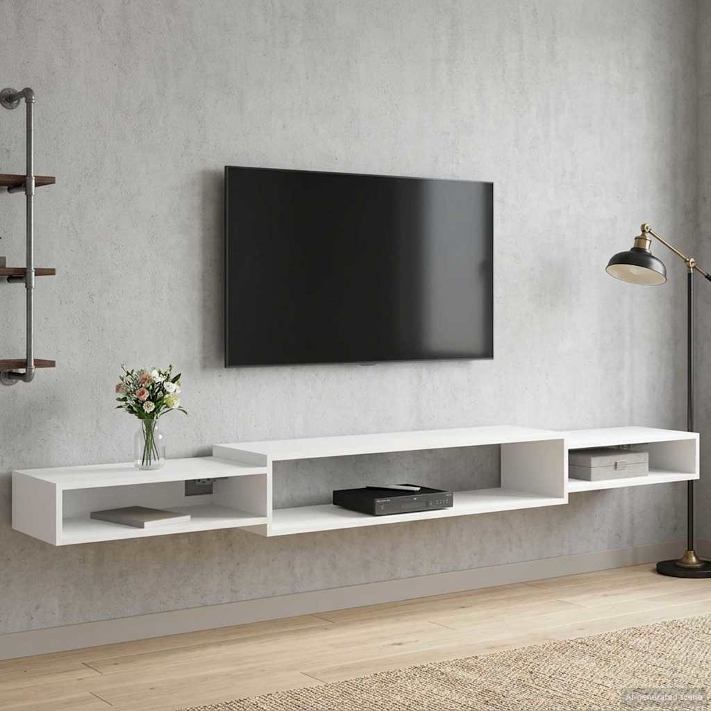 Meuble TV mural Montage mural Blanc 220 x 28 x 21 cm - XIOS