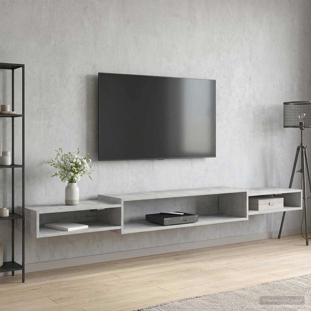 Meuble TV mural Montage mural Gris béton 220 x 28 x 21 cm - XIOS