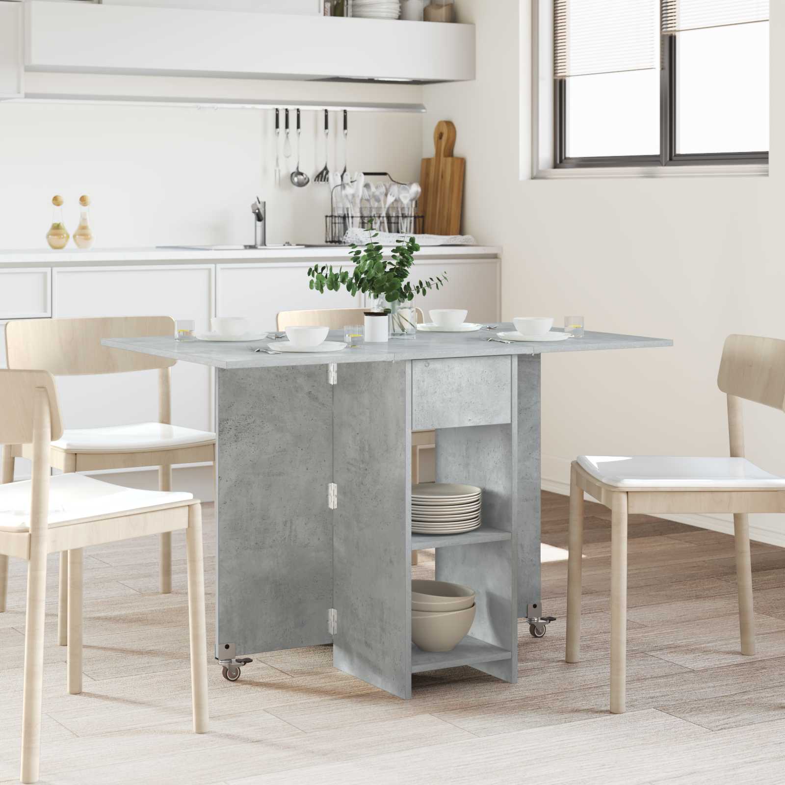 Table à dîner 115 x 70 x 75 cm Bois d'ingénierie Gris béton - XIOS