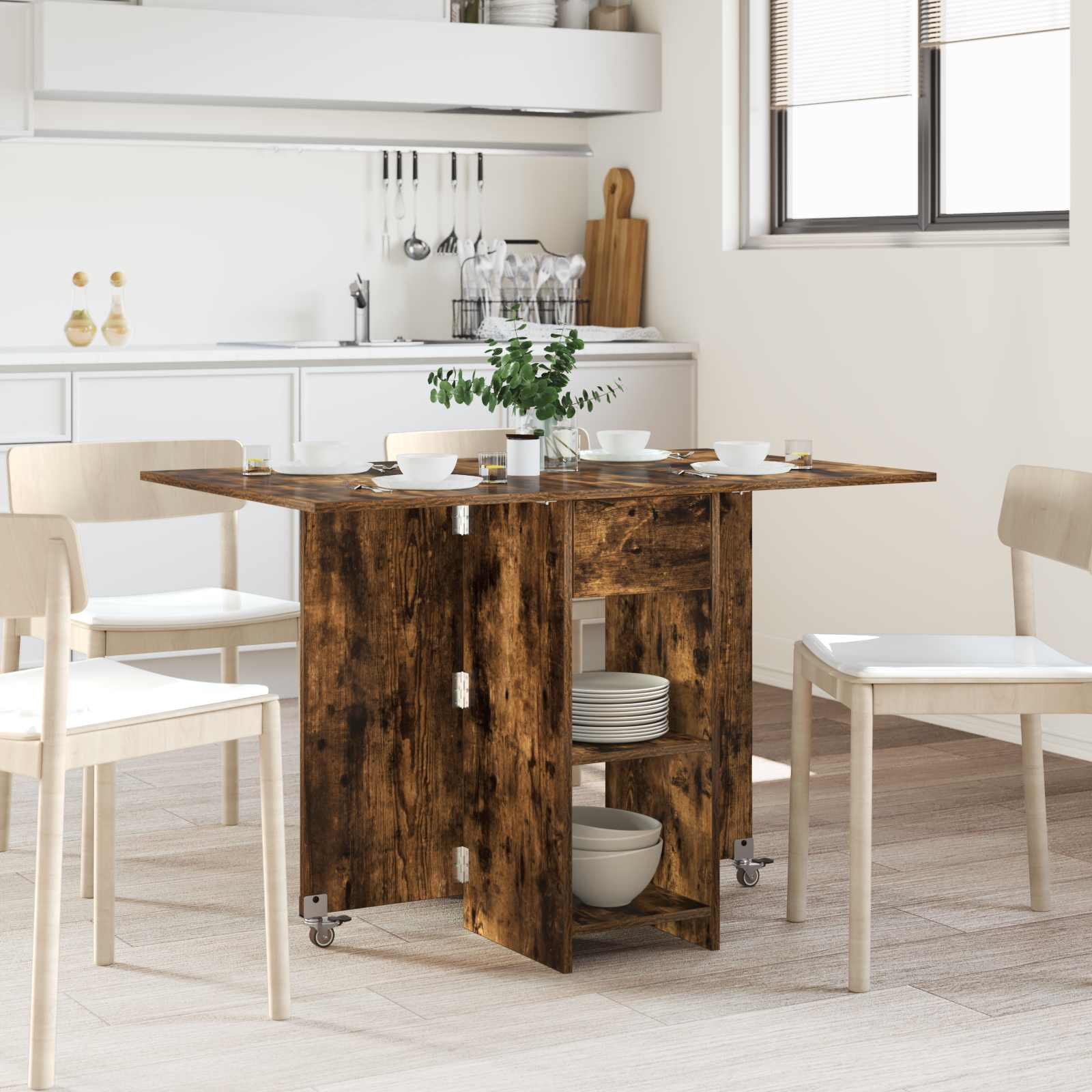 Table à dîner 115 x 70 x 75 cm Bois d'ingénierie Chêne fumé - XIOS