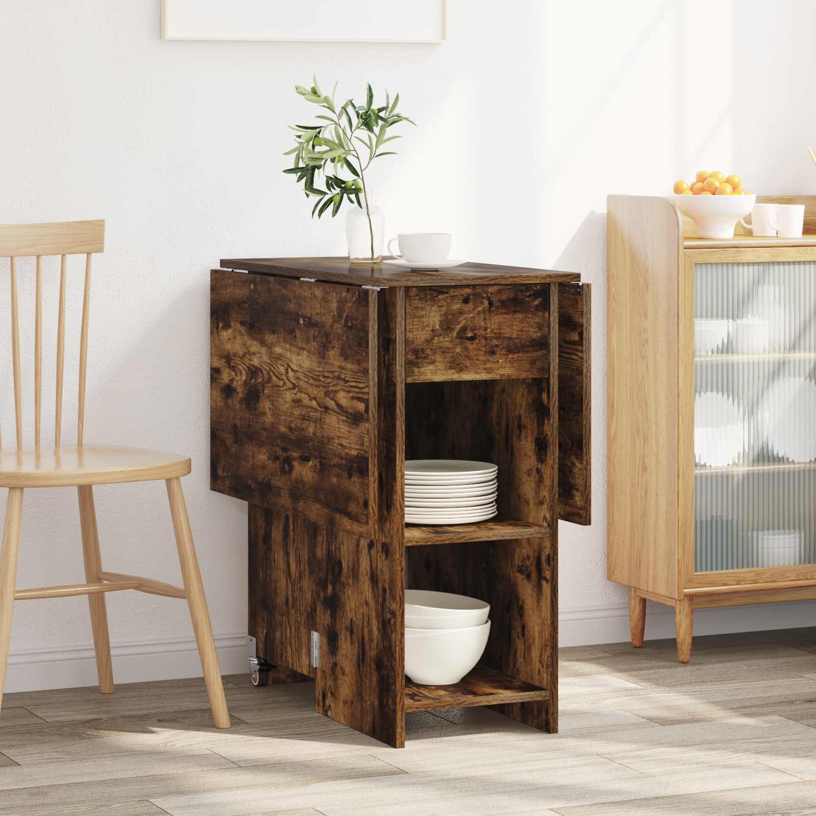 Table à dîner 115 x 70 x 75 cm Bois d'ingénierie Chêne fumé - XIOS