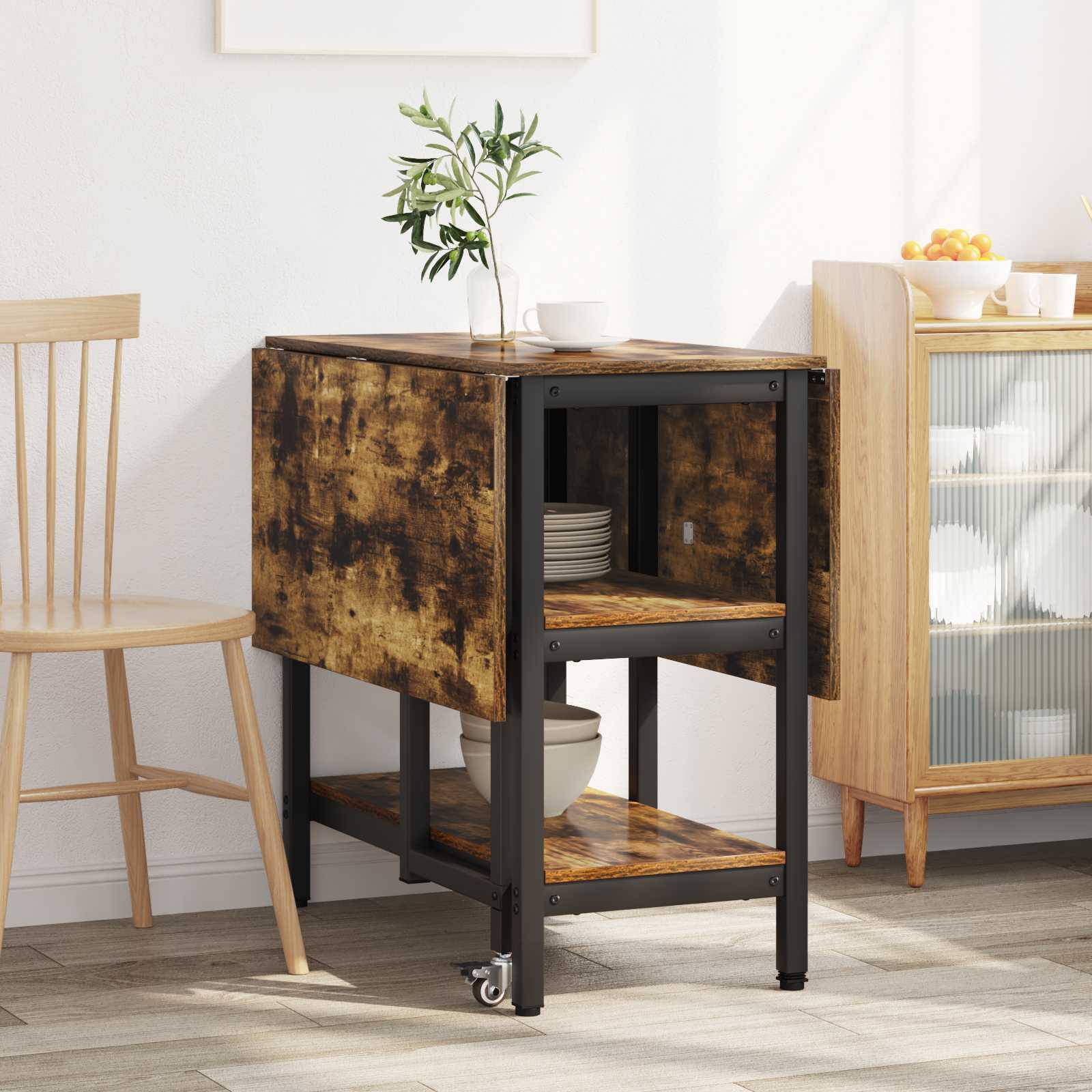 Table à dîner 122 x 80 x 76,5 cm Bois d'ingénierie Chêne fumé - XIOS