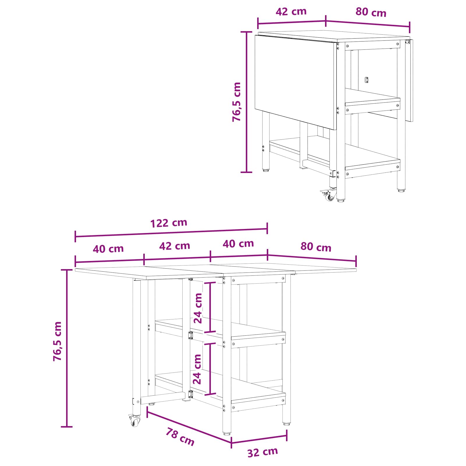 Table à dîner 122 x 80 x 76,5 cm Bois d'ingénierie - XIOS