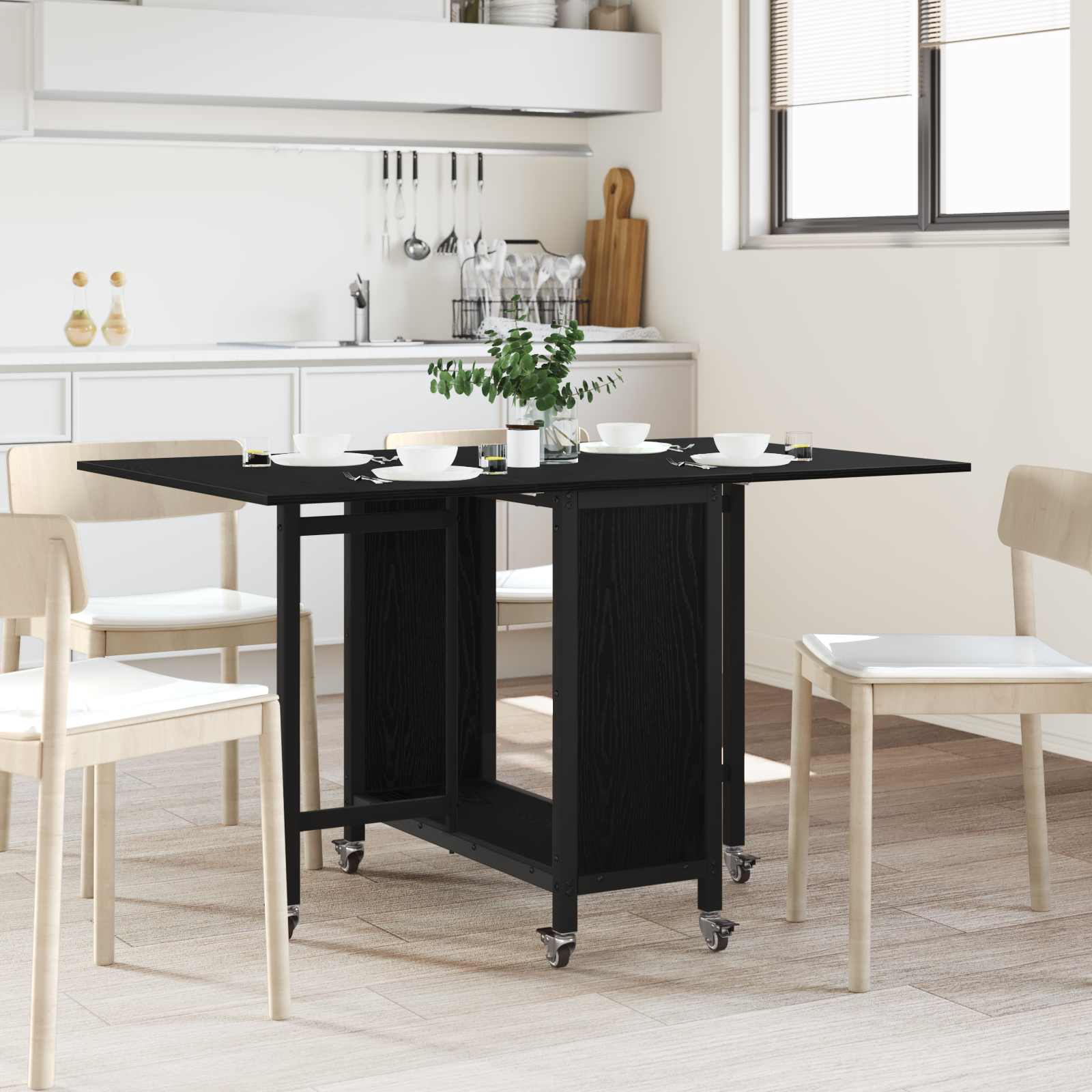 Table à manger pliante avec roulettes 130 x 80 x 76,5 cm - XIOS