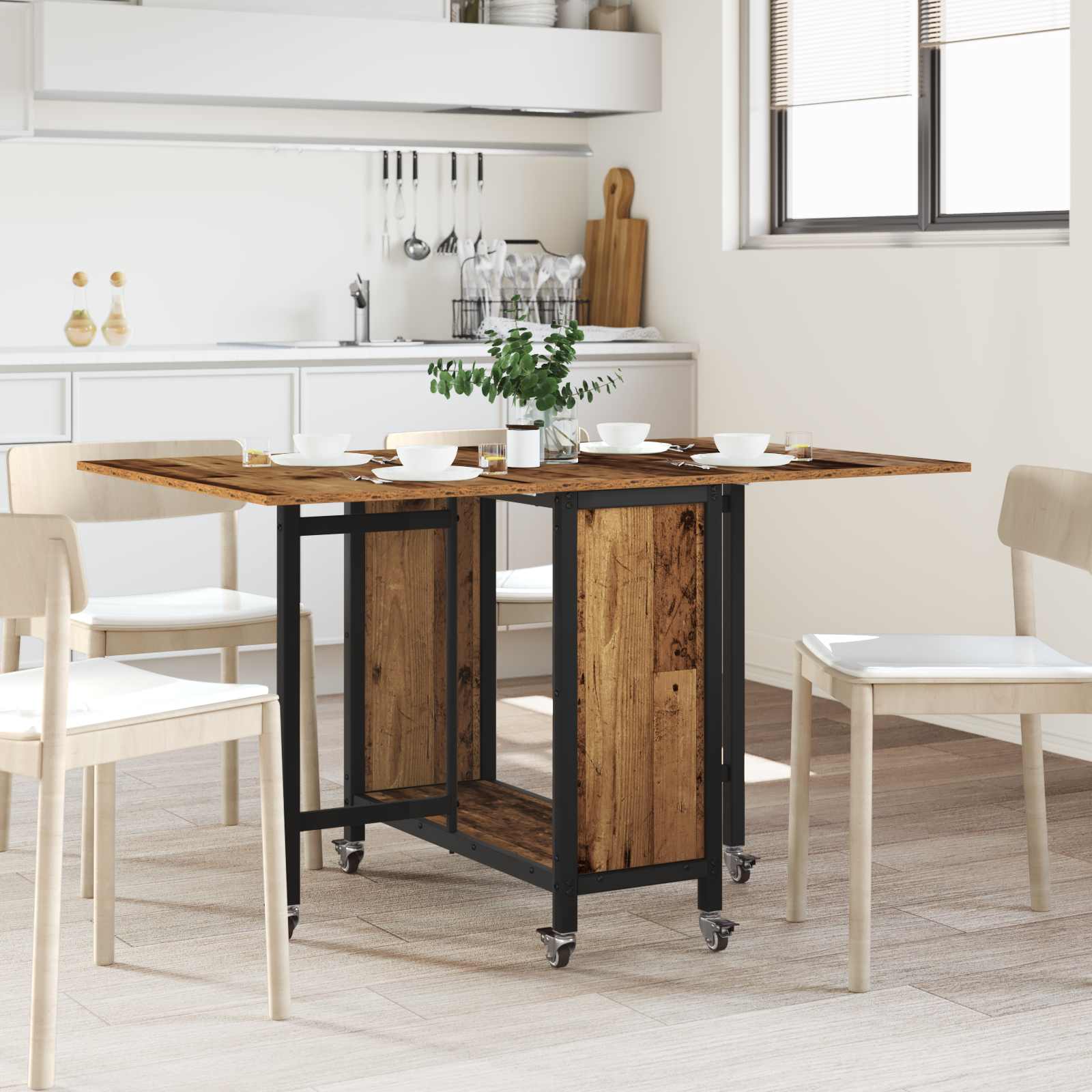 Table à manger pliante avec roulettes 130 x 80 x 76,5 cm - XIOS