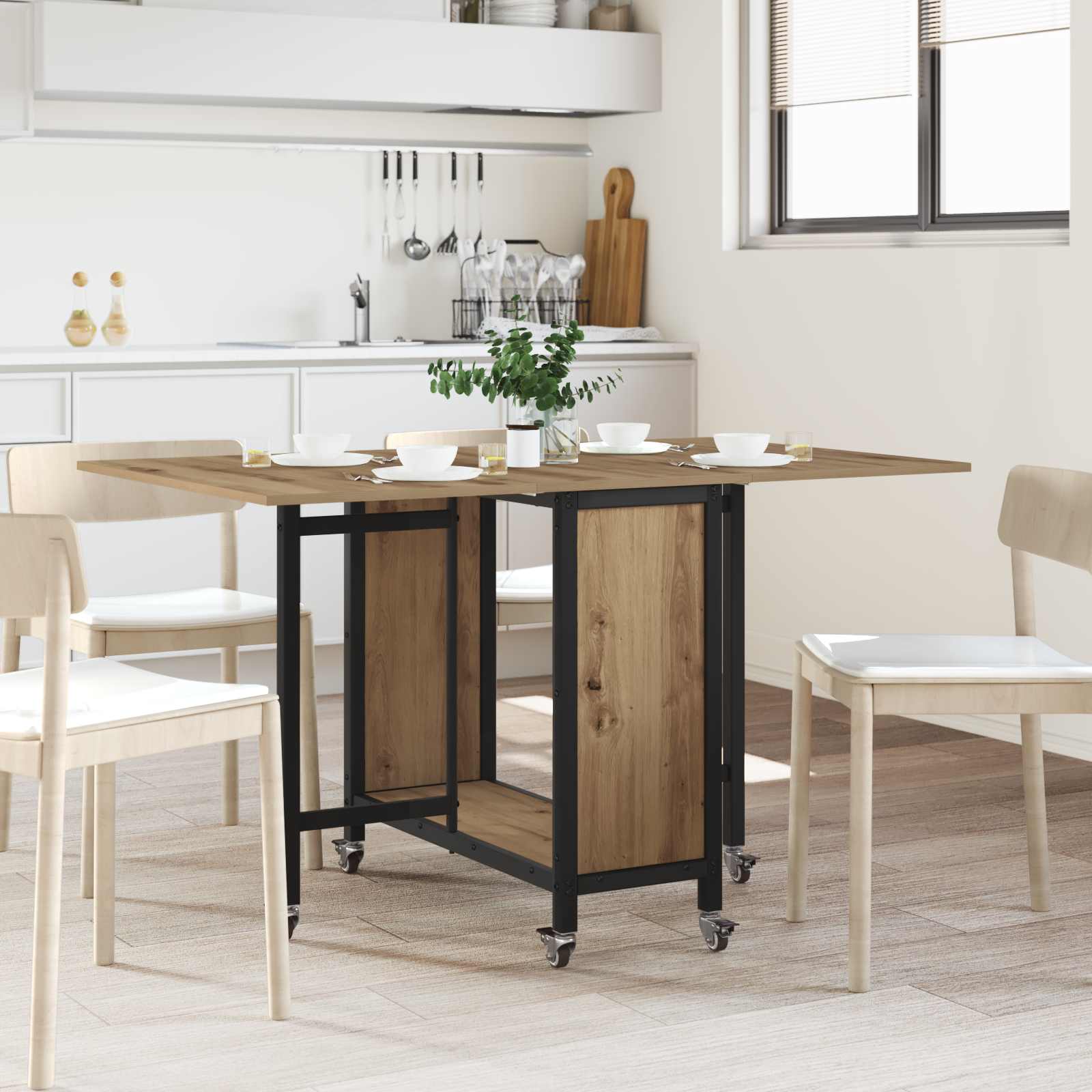 Table à manger pliante avec roulettes 130 x 80 x 76,5 cm - XIOS