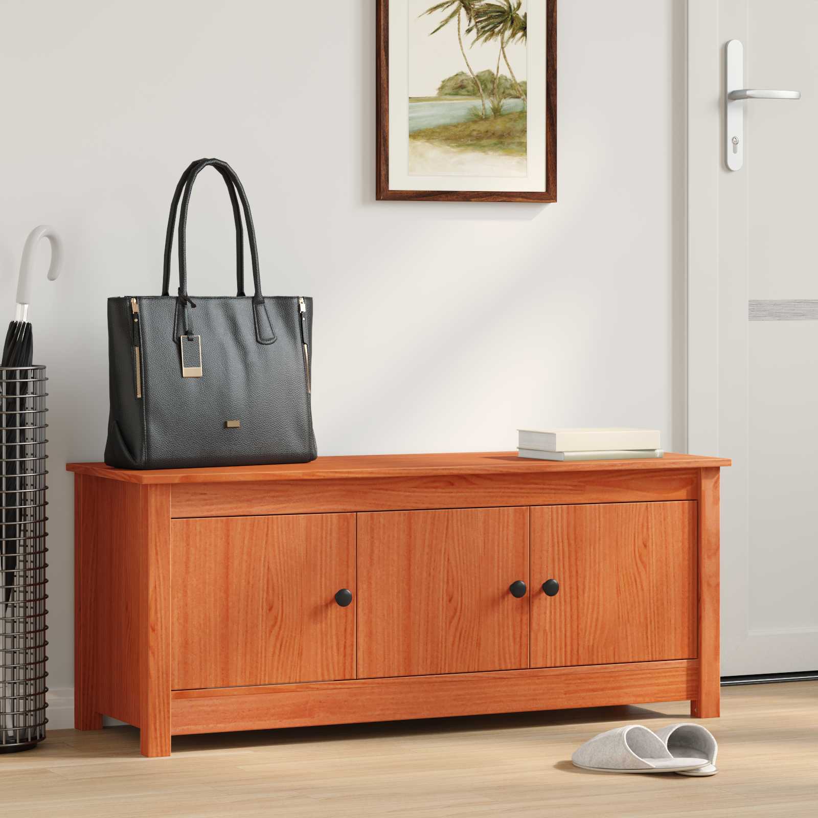 Cabinet à chaussures Brun Ciré 110 x 38 x 45,5 cm Pin massif - XIOS