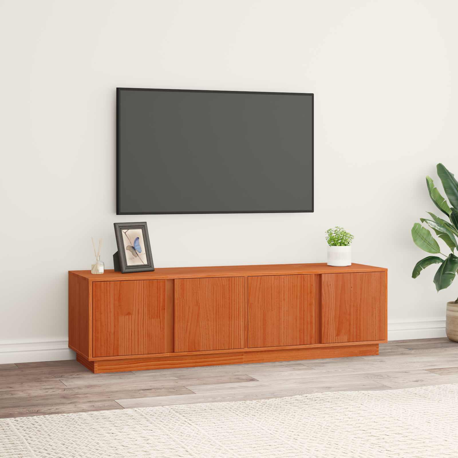 Meuble TV Brun Ciré 140 x 40 x 40 cm Pin massif - XIOS