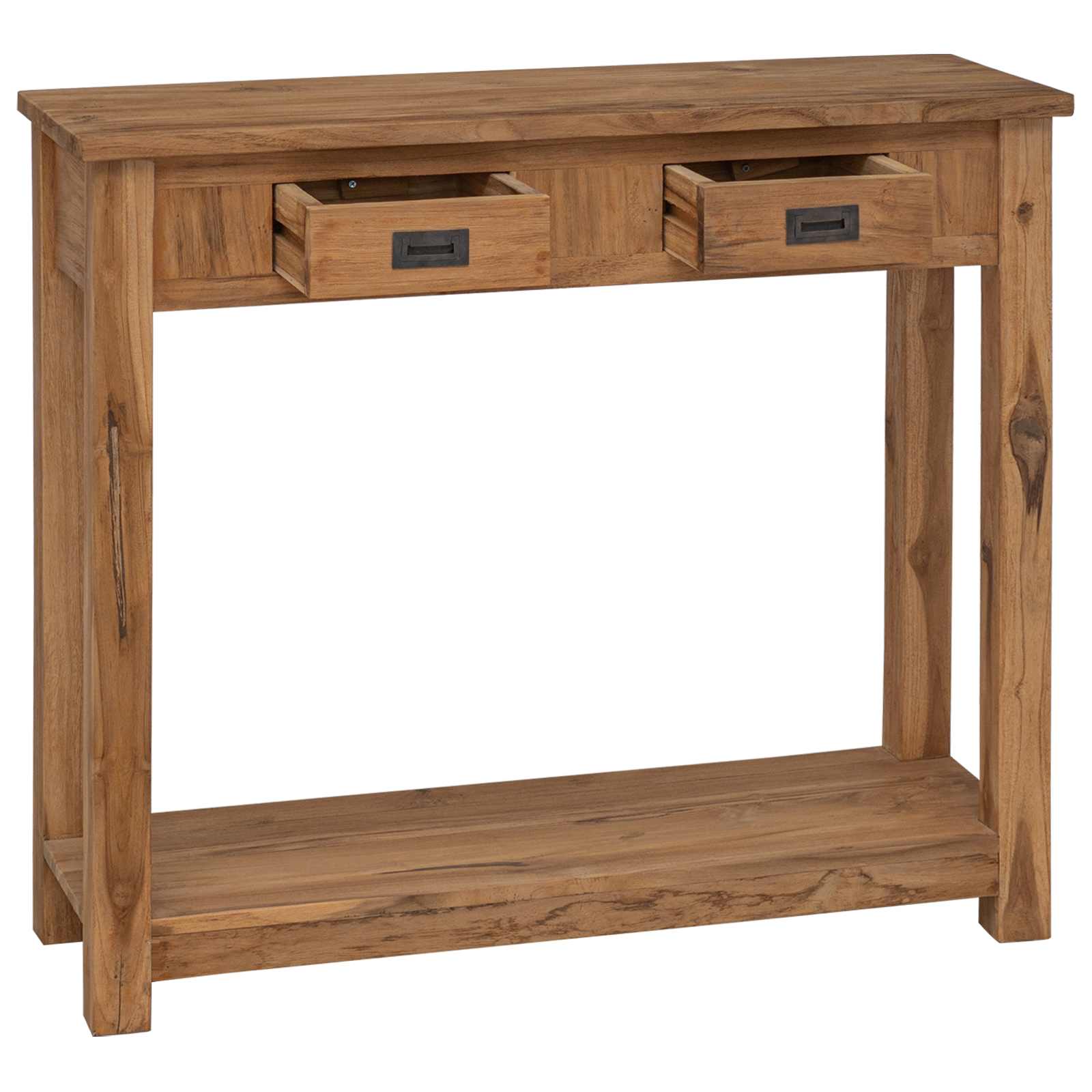 Table console Naturel 90 x 30 x 80 cm Bois de teck massif