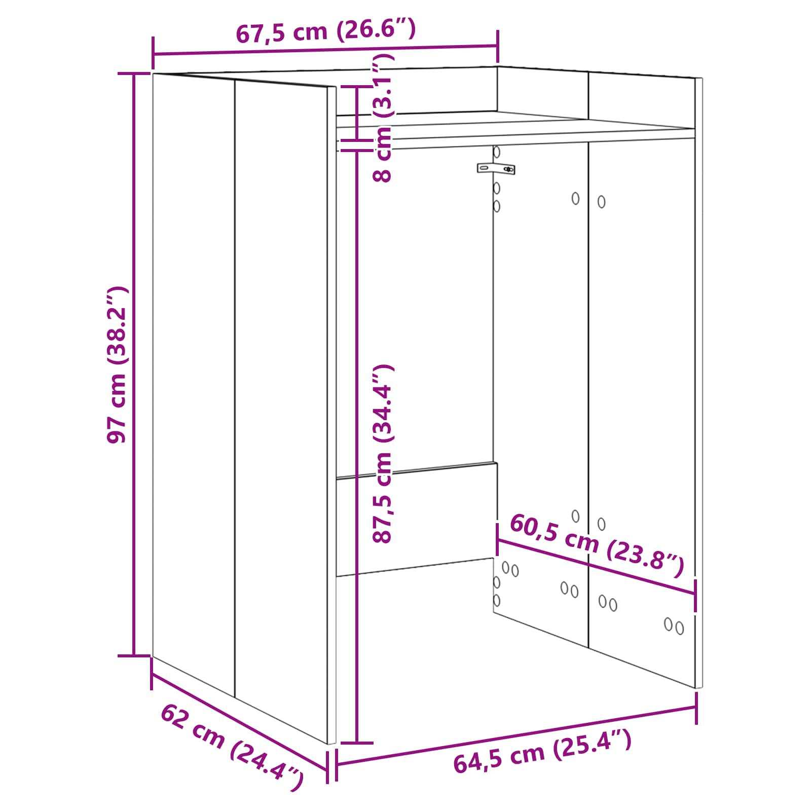 Armoire pour machine à laver Bois ancien 67,5 x 62 x 97 cm - XIOS
