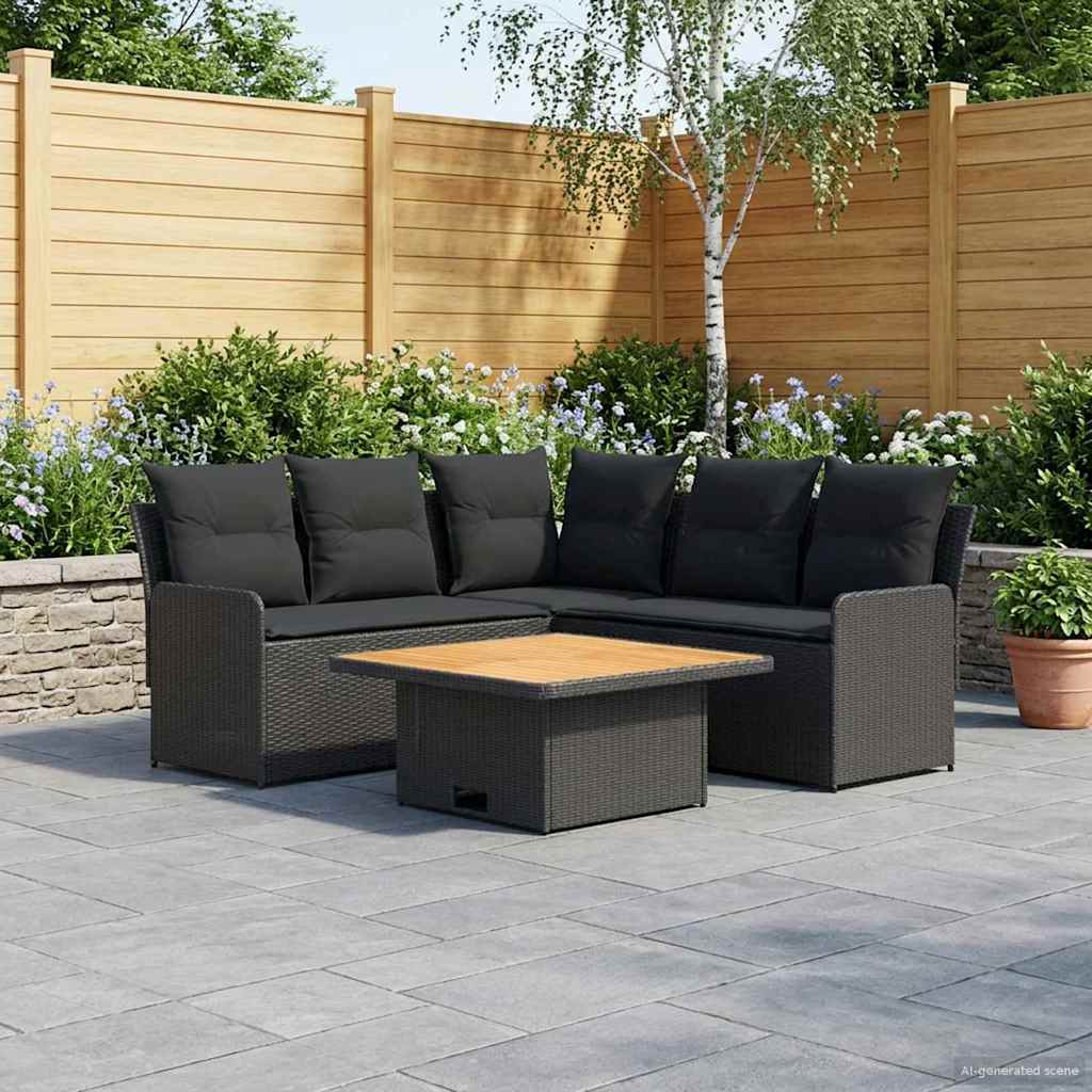 Ensembles de meubles avec oreiller 4 pcs Noir Rotin PE - XIOS