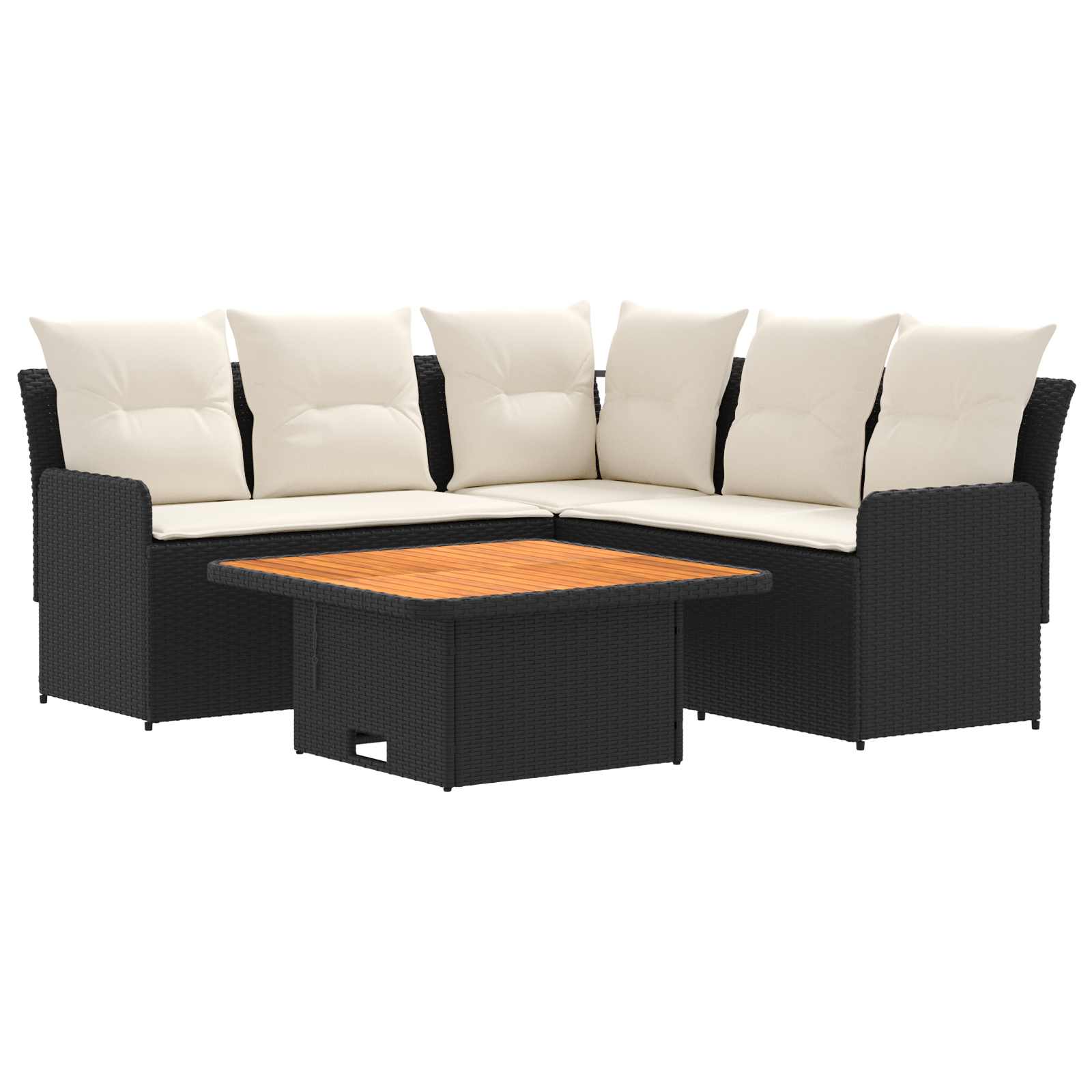 Ensembles de meubles avec oreiller 4 pcs Noir et Crème Rotin PE - XIOS